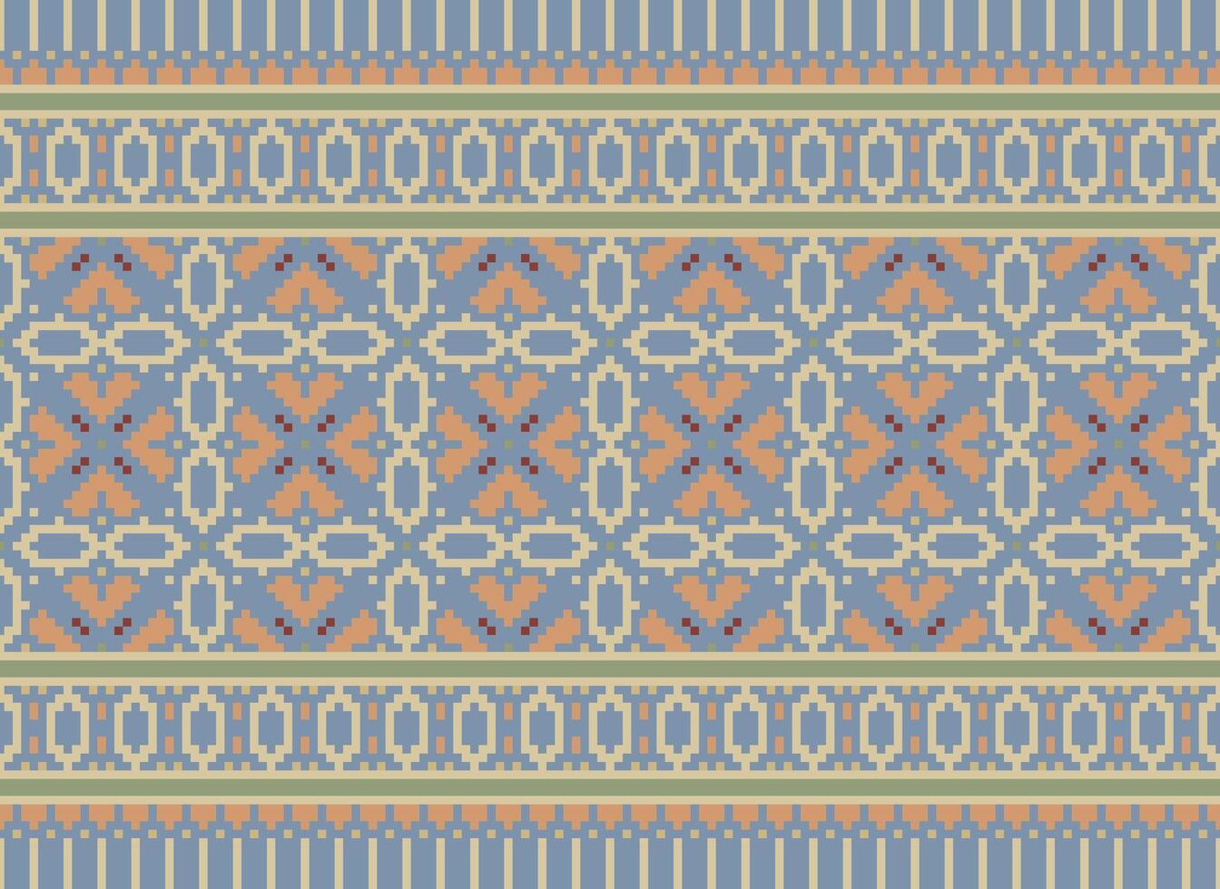 un' floreale pixel arte modello su grigio sfondo.geometrico etnico orientale ricamo vettore illustrazione. pixel stile, astratto sfondo, attraversare punto.design per struttura, tessuto, stoffa, sciarpa, Stampa