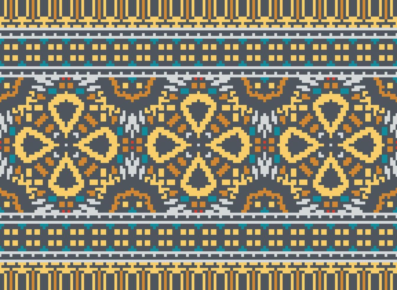 pixel tradizionale etnico modello paisley fiore ikat sfondo astratto azteco africano indonesiano indiano senza soluzione di continuità modello per tessuto Stampa stoffa vestito tappeto le tende e sarong vettore