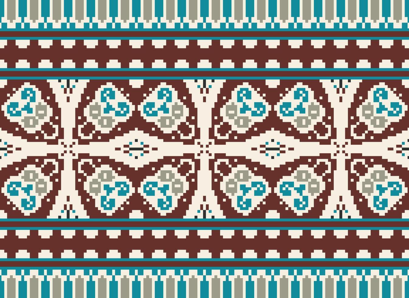 pixel tradizionale etnico modello paisley fiore ikat sfondo astratto azteco africano indonesiano indiano senza soluzione di continuità modello per tessuto Stampa stoffa vestito tappeto le tende e sarong vettore