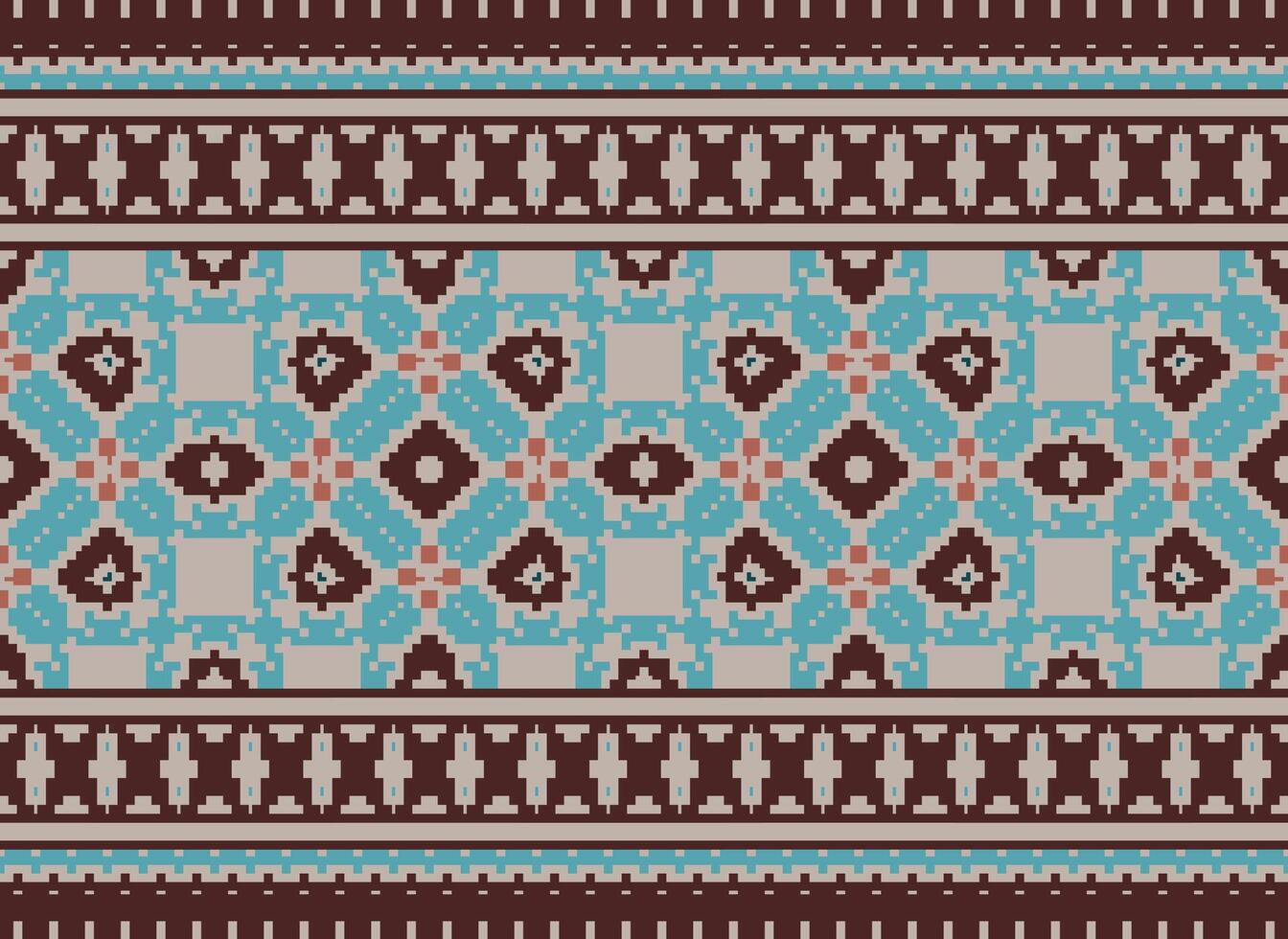 pixel etnico modello vettore sfondo. senza soluzione di continuità modello tradizionale, design per sfondo, sfondo, batik, tessuto, tappeto, vestiario, avvolgere, e tessile.etnico modello vettore illustrazione.