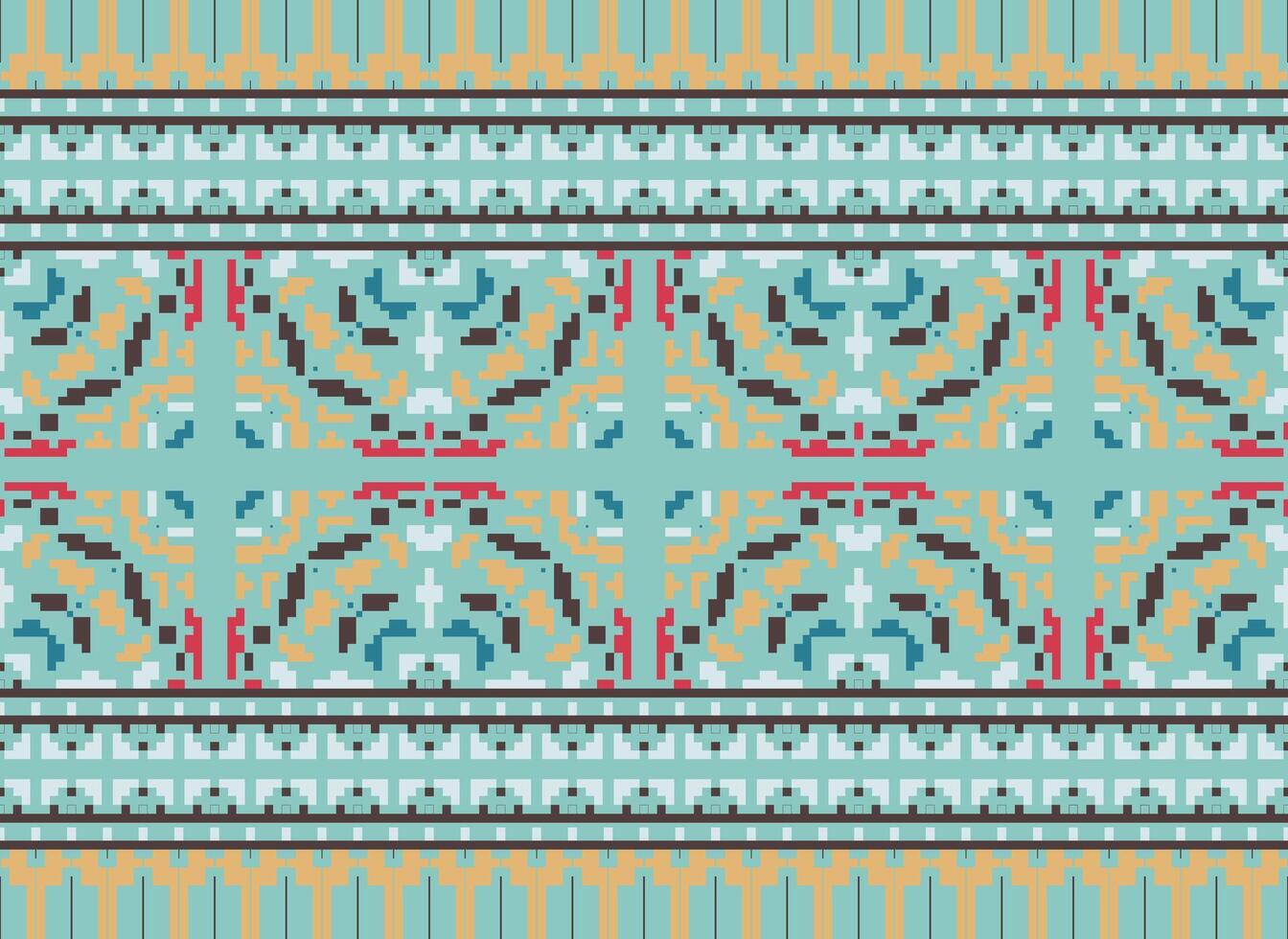 pixel tradizionale etnico modello paisley fiore ikat sfondo astratto azteco africano indonesiano indiano senza soluzione di continuità modello per tessuto Stampa stoffa vestito tappeto le tende e sarong vettore