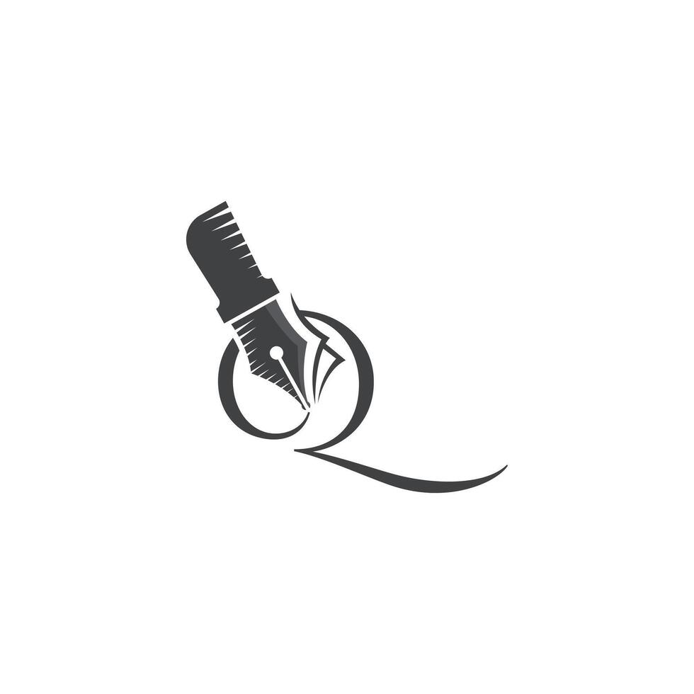 classico q penna logo icona. vettore