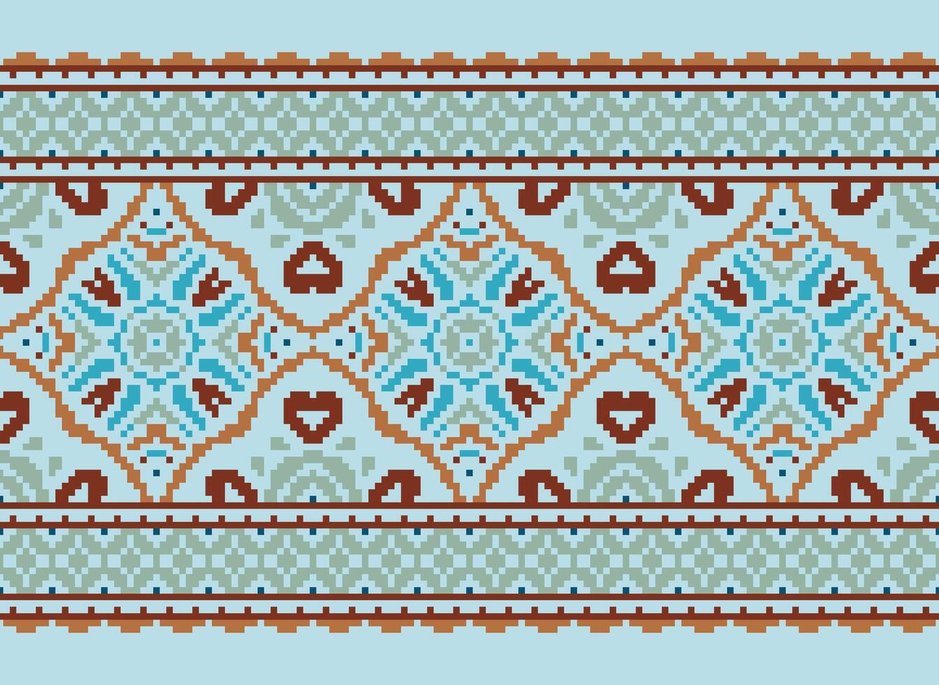 pixel tradizionale etnico modello paisley fiore ikat sfondo astratto azteco africano indonesiano indiano senza soluzione di continuità modello per tessuto Stampa stoffa vestito tappeto le tende e sarong vettore