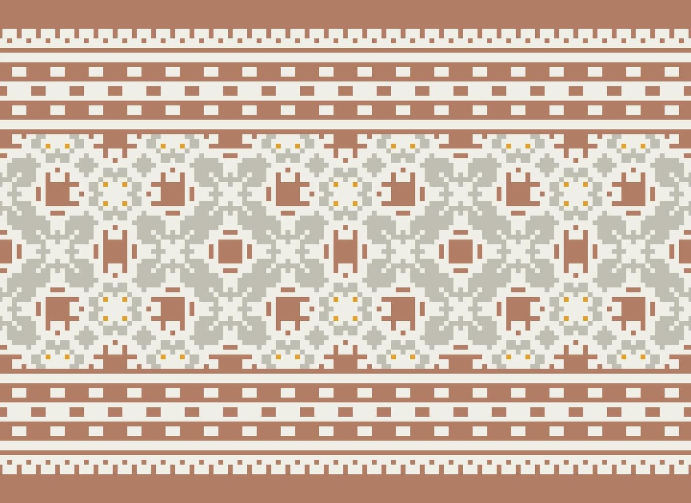 attraversare punto modello con floreale disegni. tradizionale attraversare punto ricamo. geometrico etnico modello, ricamo, tessile ornamento, tessuto, mano cucito modello, culturale Cucitura pixel arte. vettore