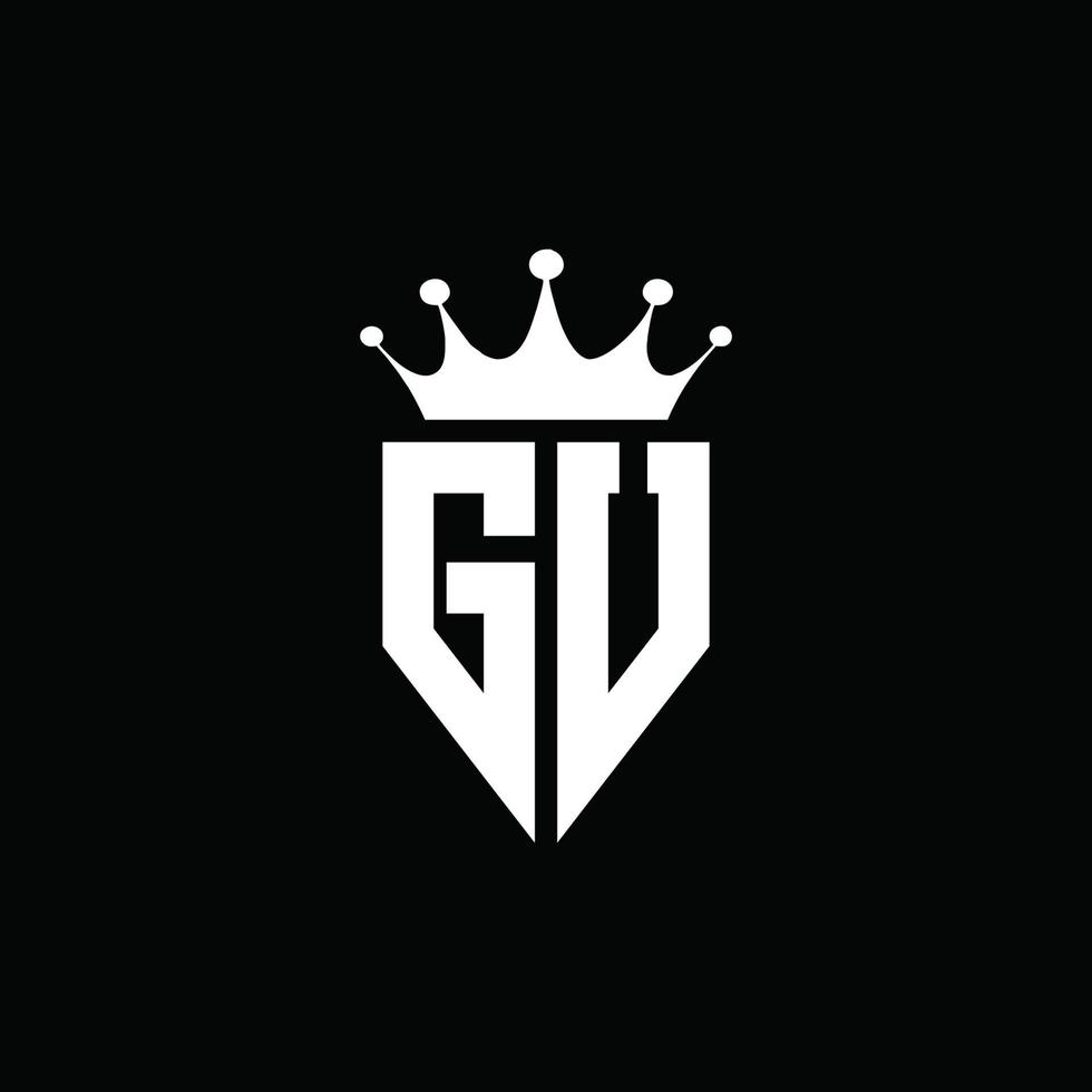 gu logo monogramma stile emblema con modello di design a forma di corona vettore