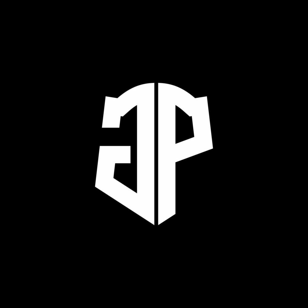 gp monogramma lettera logo nastro con stile scudo isolato su sfondo nero vettore