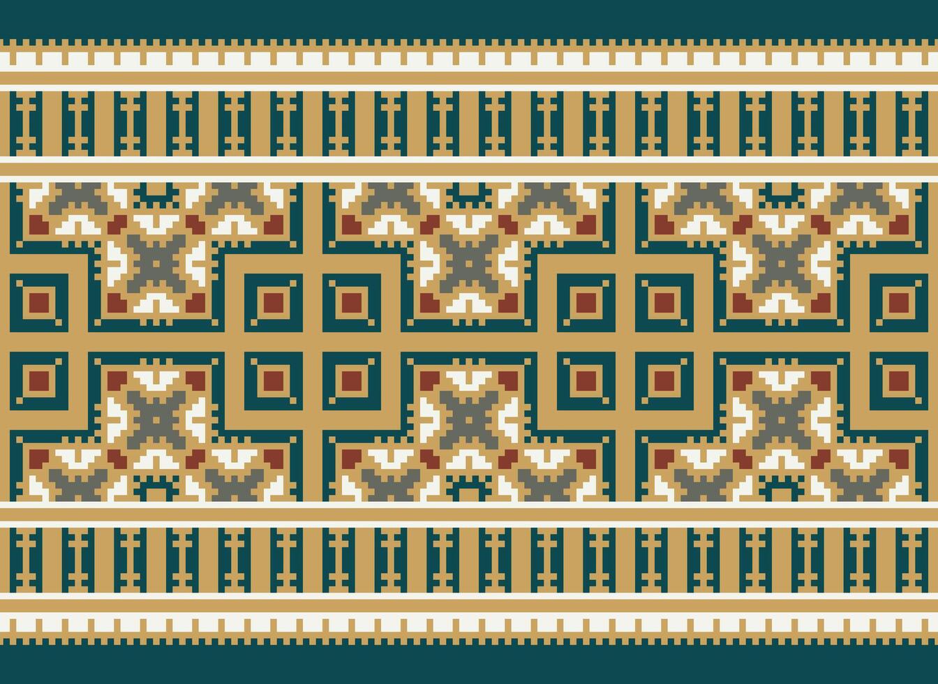 geometrico modelli di moderno elegante struttura. frontiere nel il modulo di un' pixel ornamento per ricamo, ceramica piastrelle e tessile interno design elementi. senza soluzione di continuità illustrazione vettore