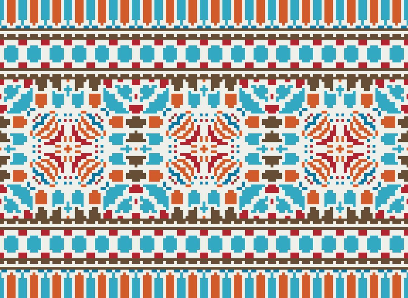 pixel tradizionale etnico modello paisley fiore ikat sfondo astratto azteco africano indonesiano indiano senza soluzione di continuità modello per tessuto Stampa stoffa vestito tappeto le tende e sarong vettore