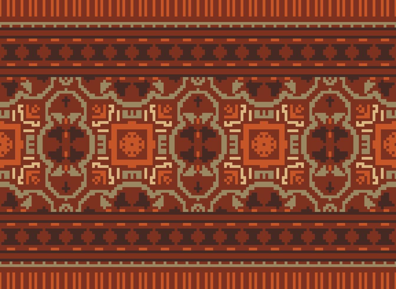 pixel etnico modello vettore sfondo. senza soluzione di continuità modello tradizionale, design per sfondo, sfondo, batik, tessuto, tappeto, vestiario, avvolgere, e tessile.etnico modello vettore illustrazione.