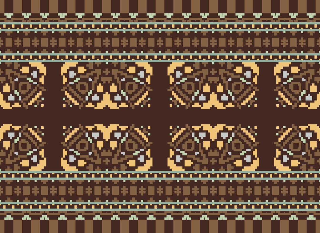 pixel tradizionale etnico modello paisley fiore ikat sfondo astratto azteco africano indonesiano indiano senza soluzione di continuità modello per tessuto Stampa stoffa vestito tappeto le tende e sarong vettore