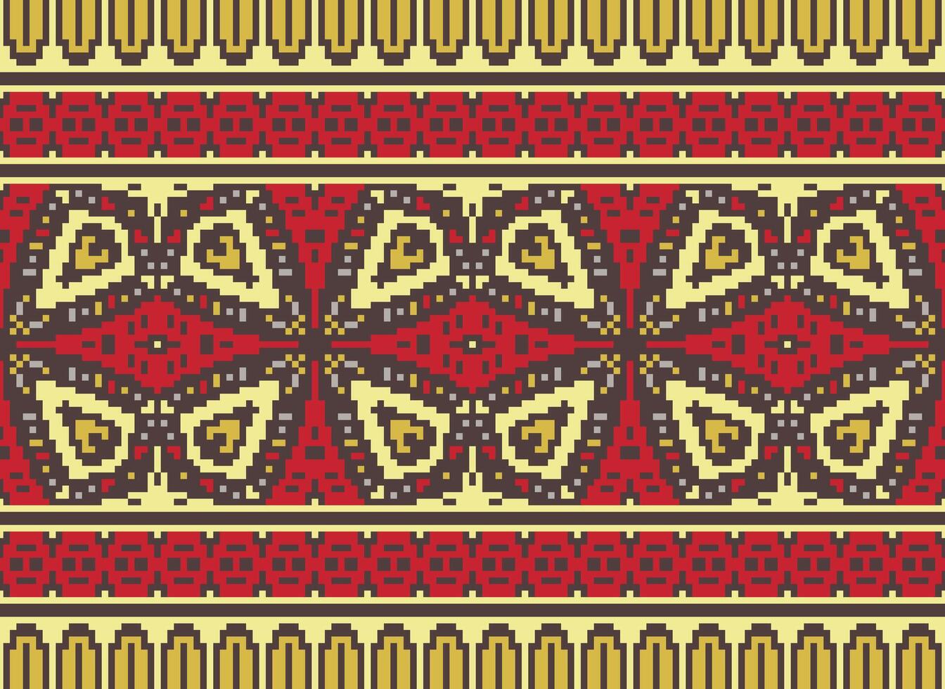 pixel etnico modello vettore sfondo. senza soluzione di continuità modello tradizionale, design per sfondo, sfondo, batik, tessuto, tappeto, vestiario, avvolgere, e tessile.etnico modello vettore illustrazione.