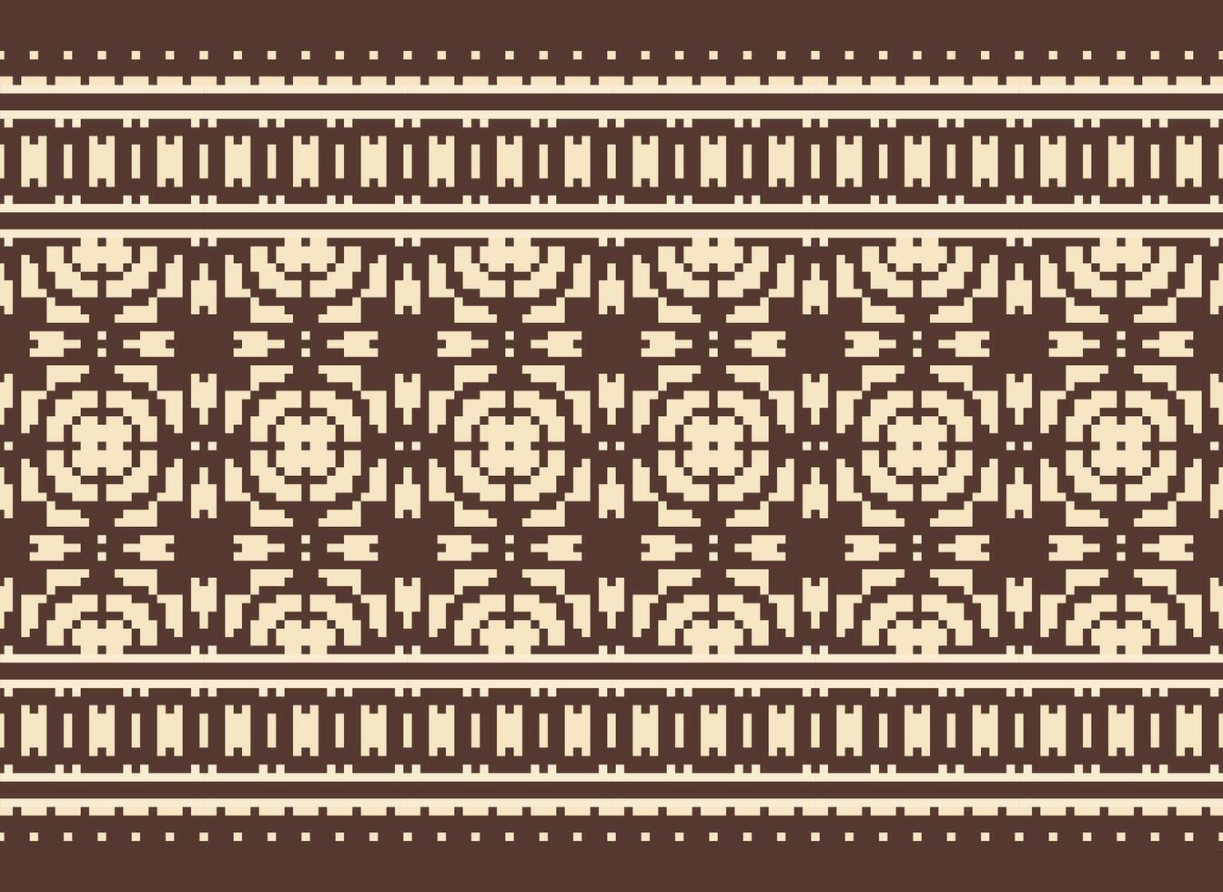 attraversare punto modello con floreale disegni. tradizionale attraversare punto ricamo. geometrico etnico modello, ricamo, tessile ornamento, tessuto, mano cucito modello, culturale Cucitura pixel arte. vettore