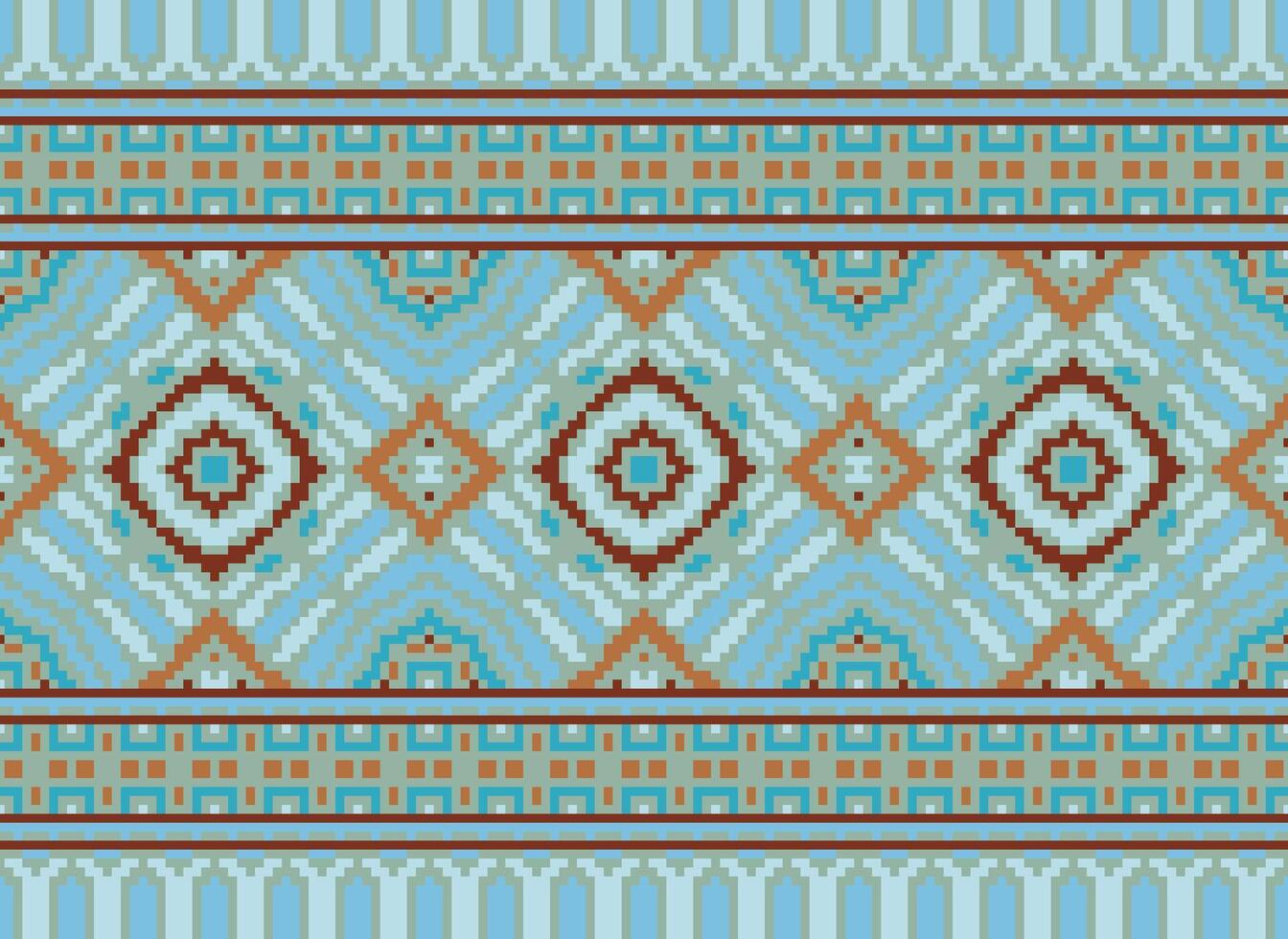 pixel tradizionale etnico modello paisley fiore ikat sfondo astratto azteco africano indonesiano indiano senza soluzione di continuità modello per tessuto Stampa stoffa vestito tappeto le tende e sarong vettore