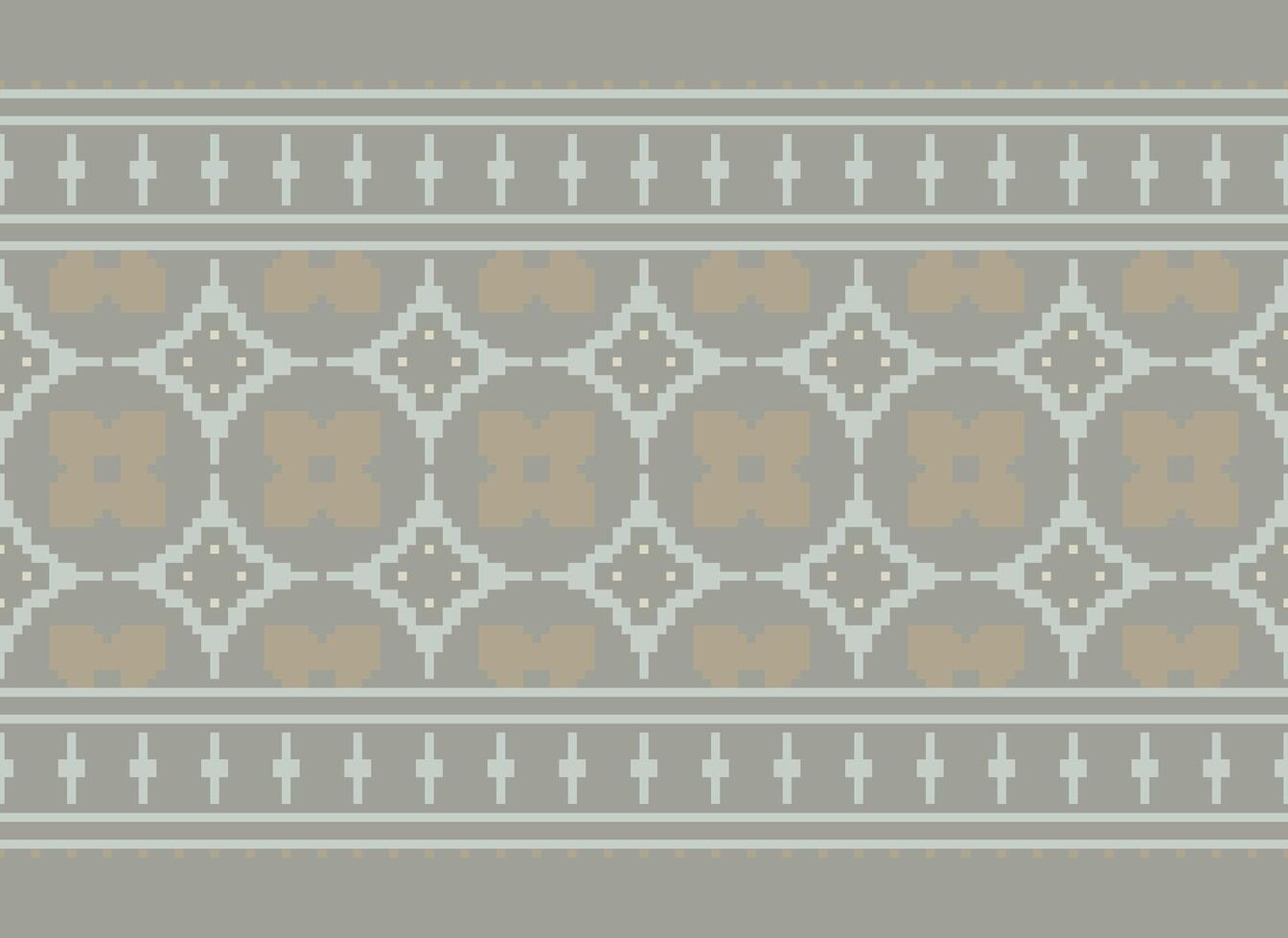 un' floreale pixel arte modello su grigio sfondo.geometrico etnico orientale ricamo vettore illustrazione. pixel stile, astratto sfondo, attraversare punto.design per struttura, tessuto, stoffa, sciarpa, Stampa