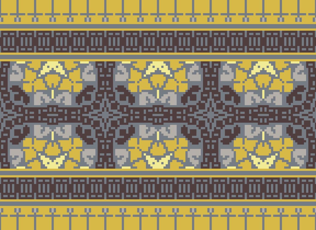 pixel etnico modello vettore sfondo. senza soluzione di continuità modello tradizionale, design per sfondo, sfondo, batik, tessuto, tappeto, vestiario, avvolgere, e tessile.etnico modello vettore illustrazione.