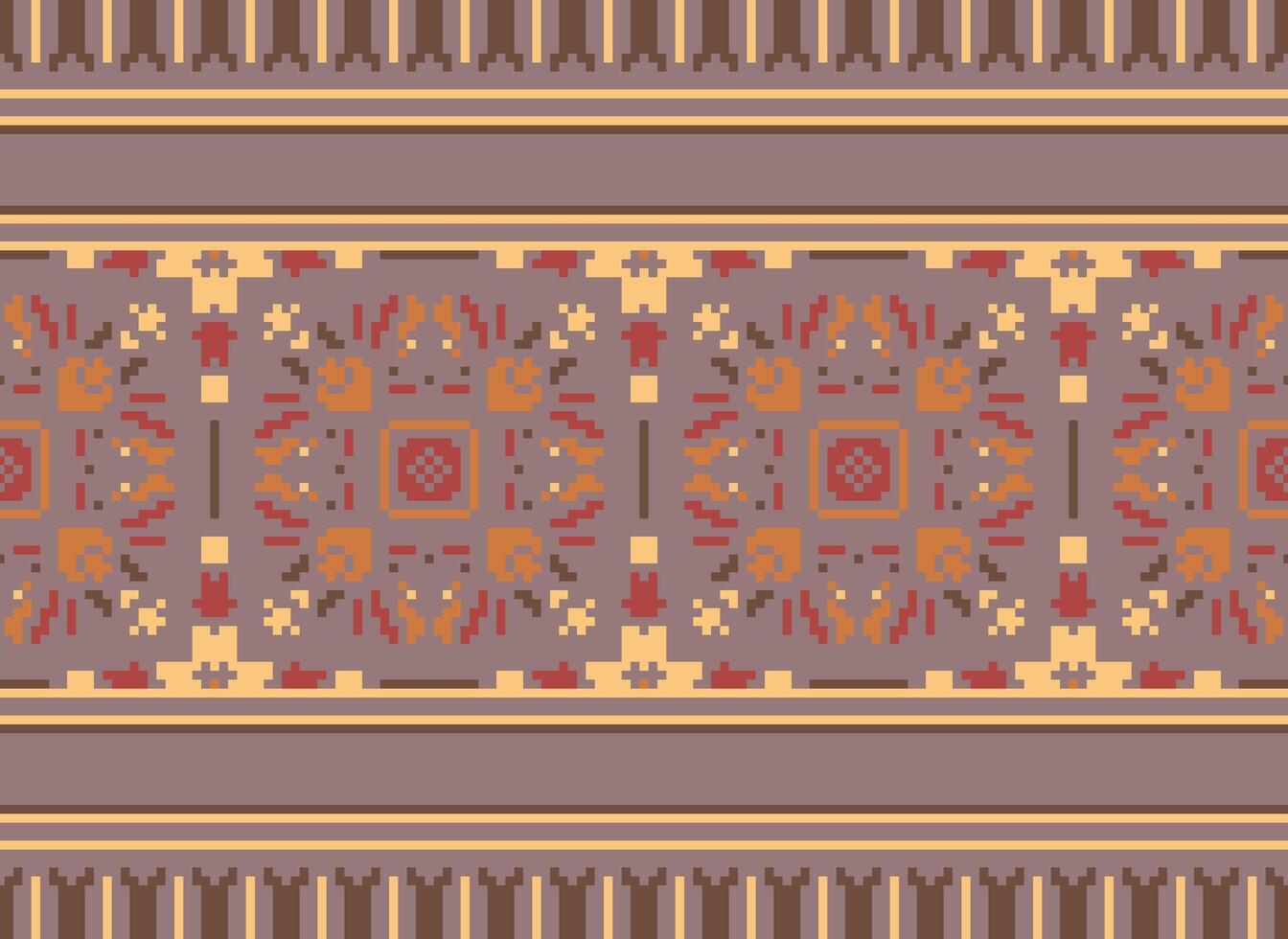 africano ikat pixel floreale paisley ricamo sfondo. geometrico etnico orientale modello tradizionale.azteco stile astratto vettore illustrazione.disegno per trama, tessuto, abbigliamento, avvolgimento, tappeto.