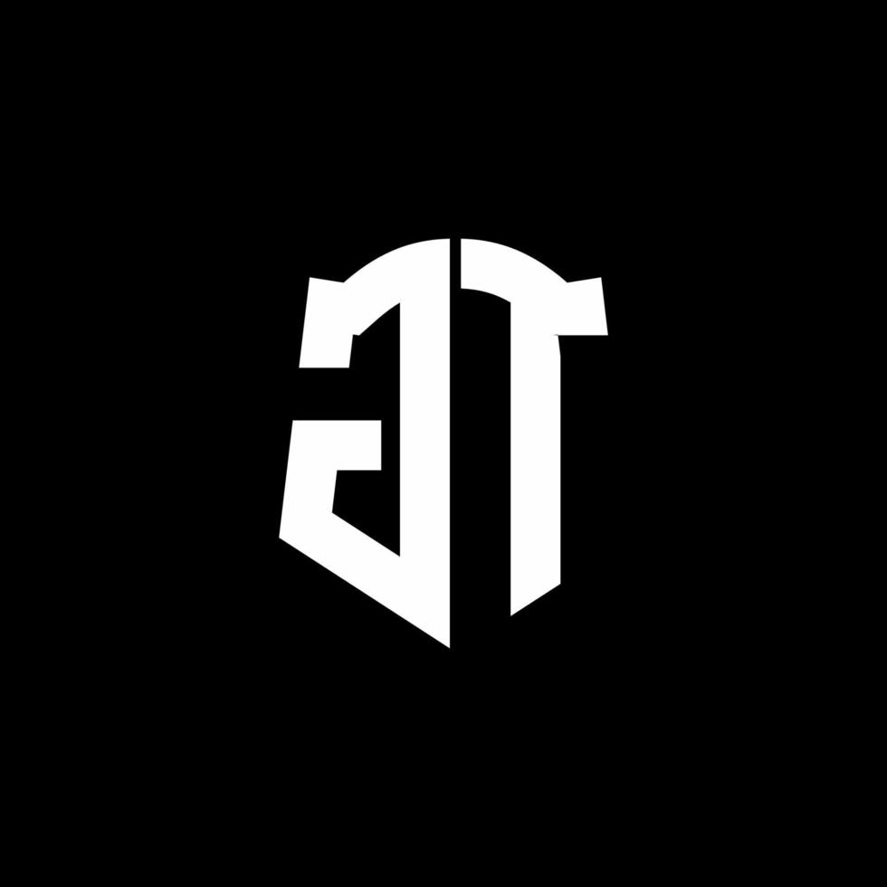 gt monogramma lettera logo nastro con stile scudo isolato su sfondo nero vettore