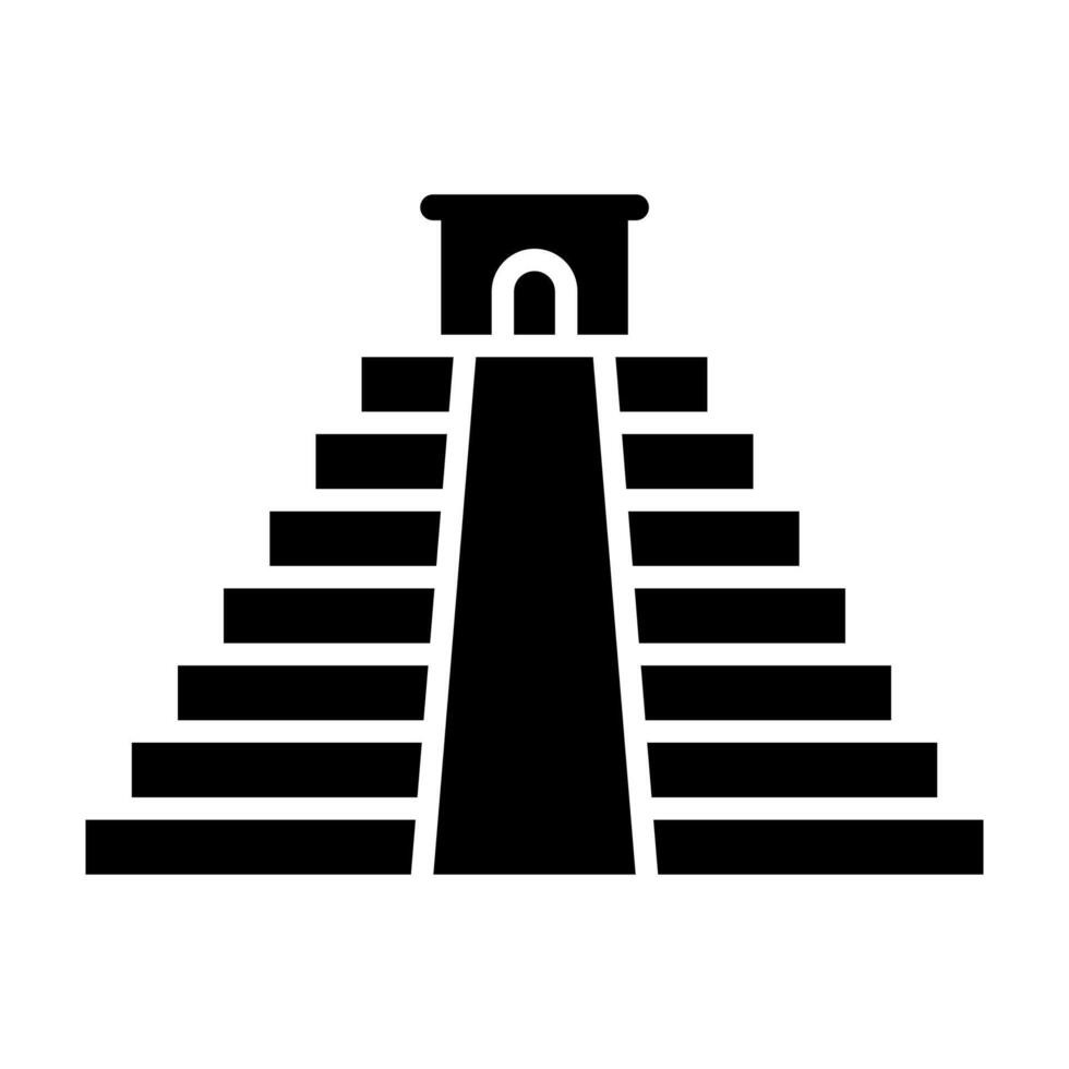 nero vettore azteco tempio icona isolato su bianca sfondo