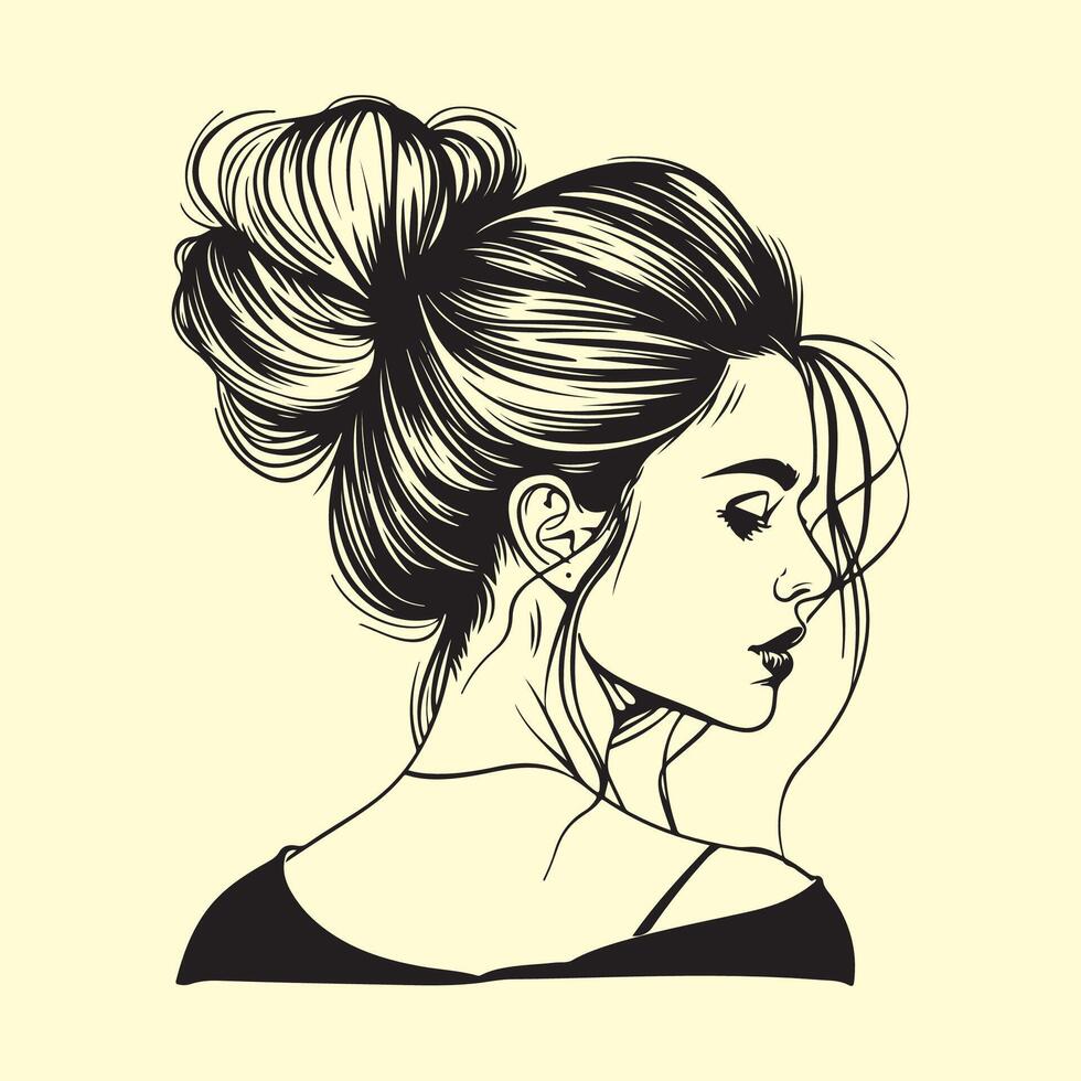 chignon acconciatura azione illustrazioni vettore