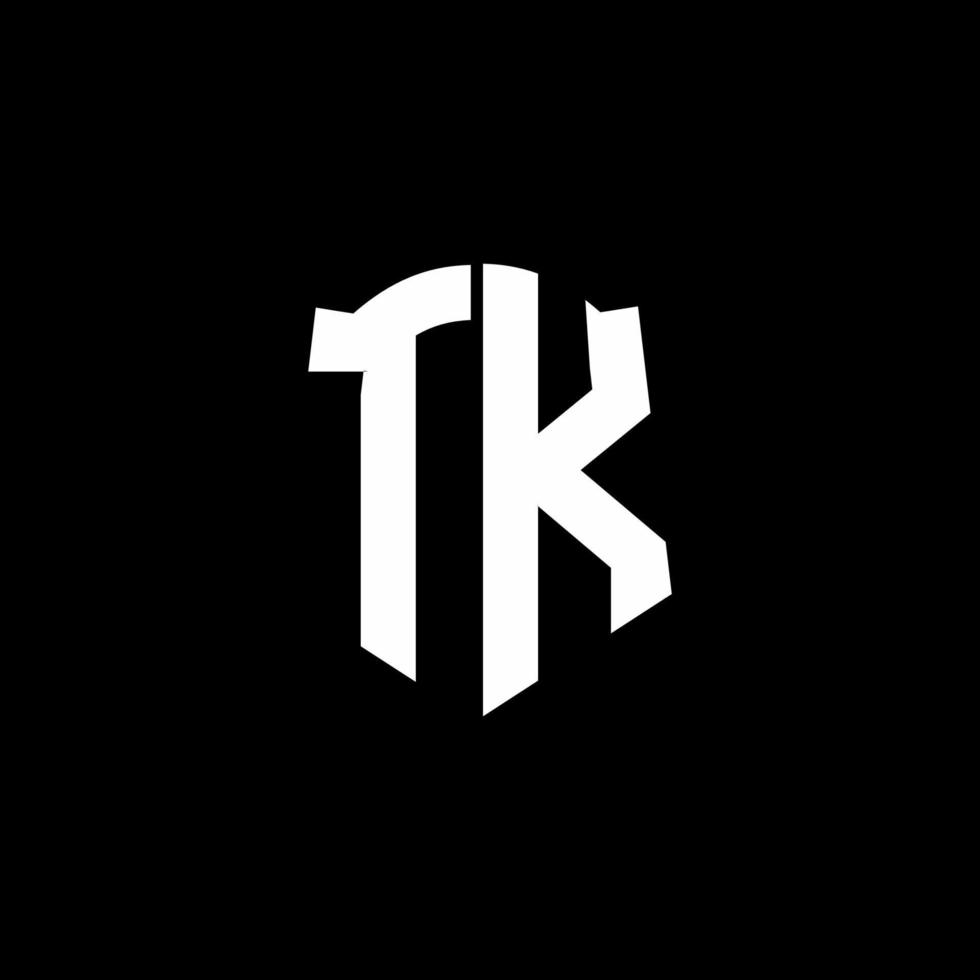 tk monogramma lettera logo nastro con stile scudo isolato su sfondo nero vettore