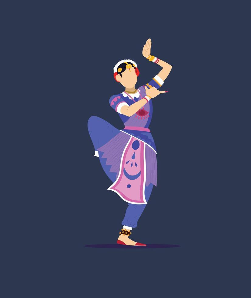 bellissimo indiano ragazza ballerino concetto. indiano classico danza bharatanatyam illustrazione. cultura e tradizioni di India design vettore