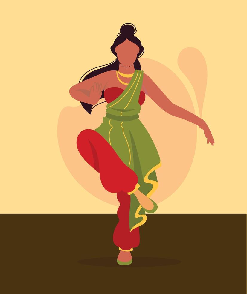 illustrazione di indiano classico ballerino l'esecuzione kathak vettore