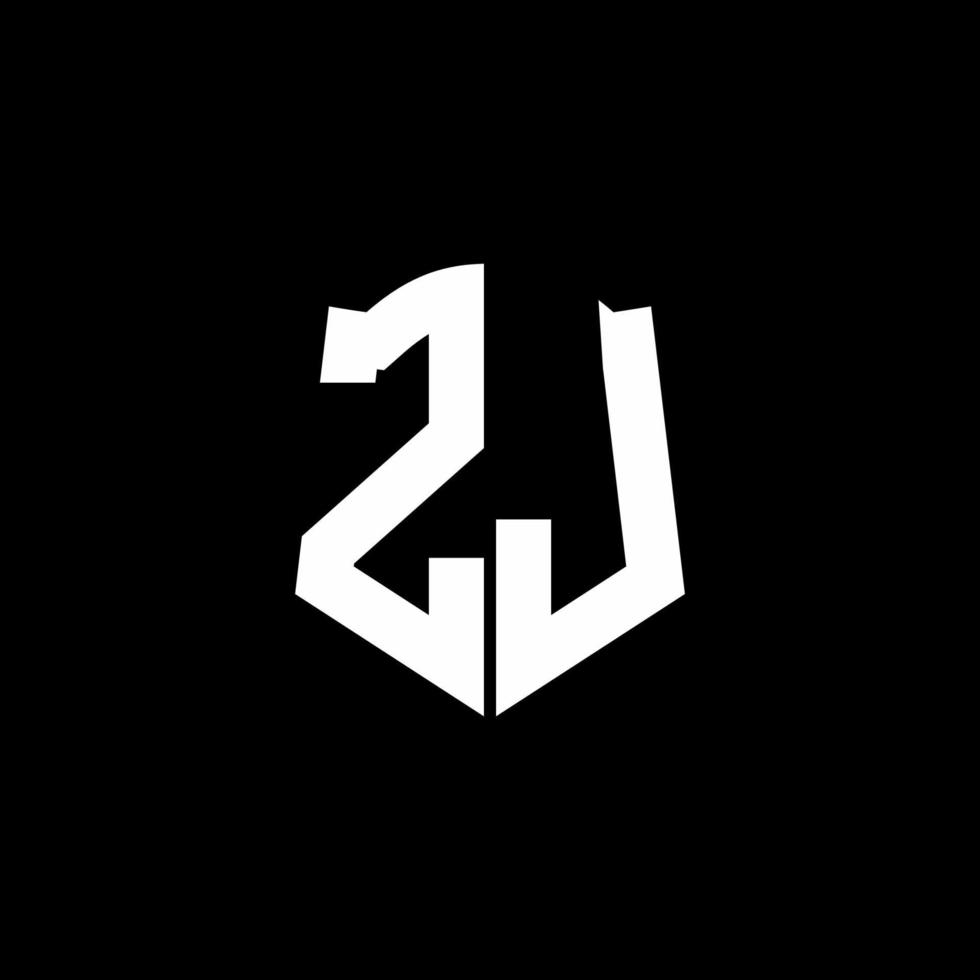 zj monogramma lettera logo nastro con stile scudo isolato su sfondo nero vettore
