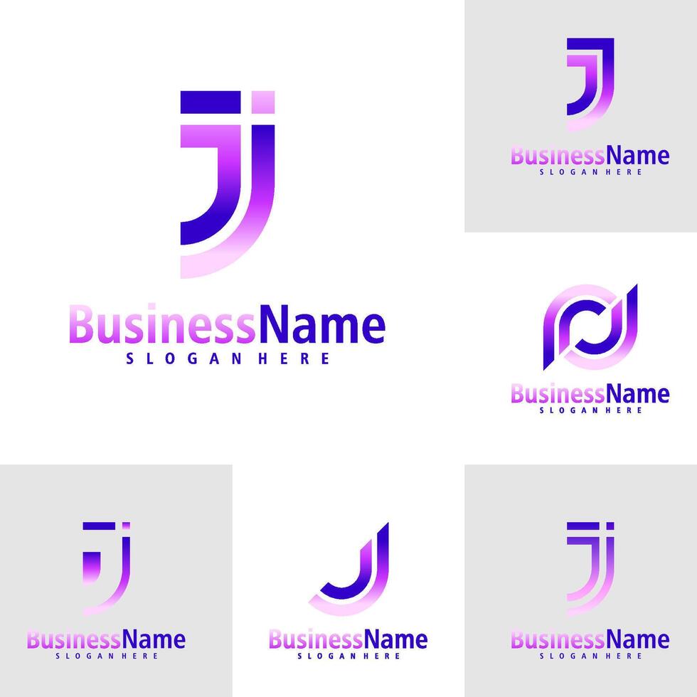 impostato di lettera j logo design vettore. creativo iniziale j logo concetti modello vettore