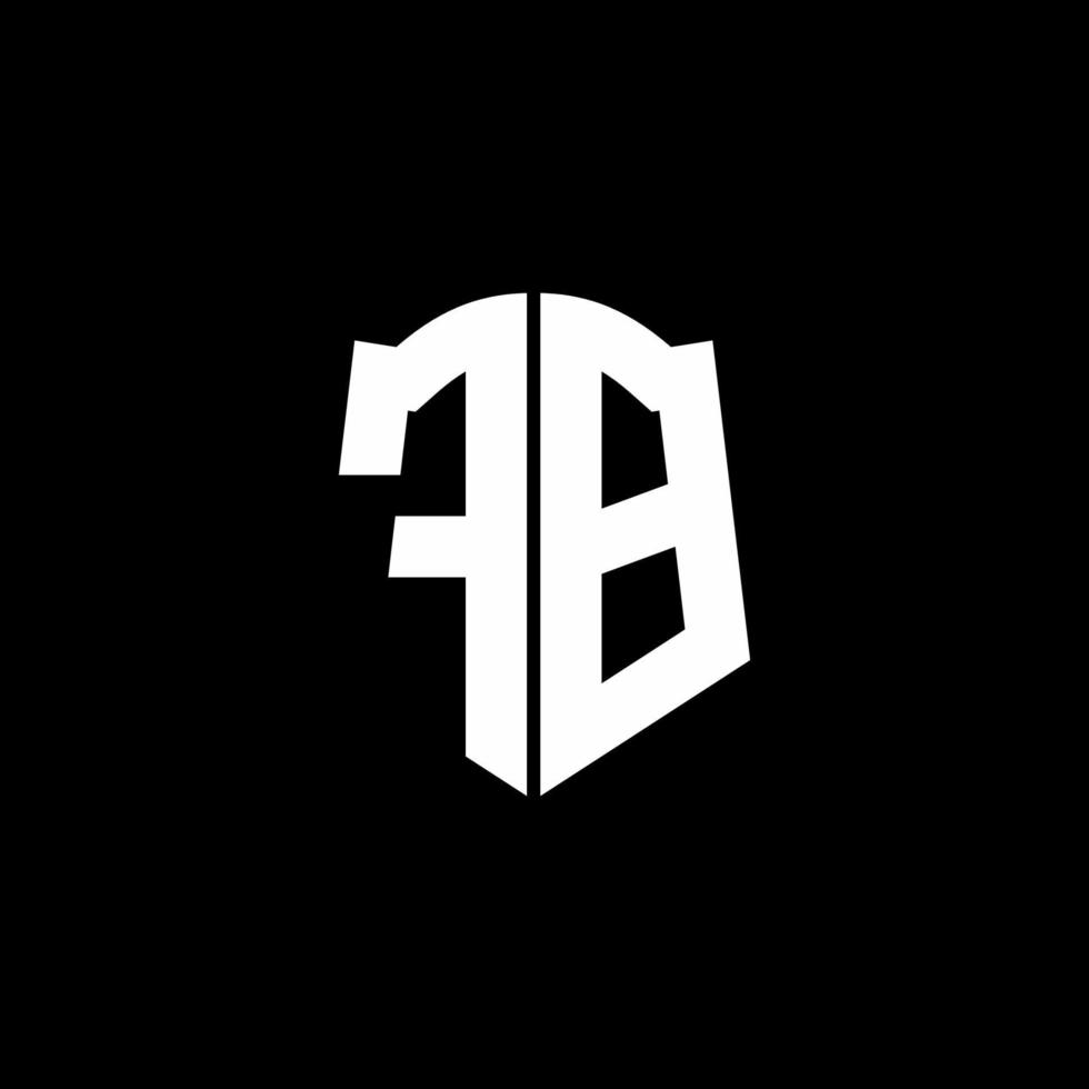 fb monogramma lettera logo nastro con stile scudo isolato su sfondo nero vettore