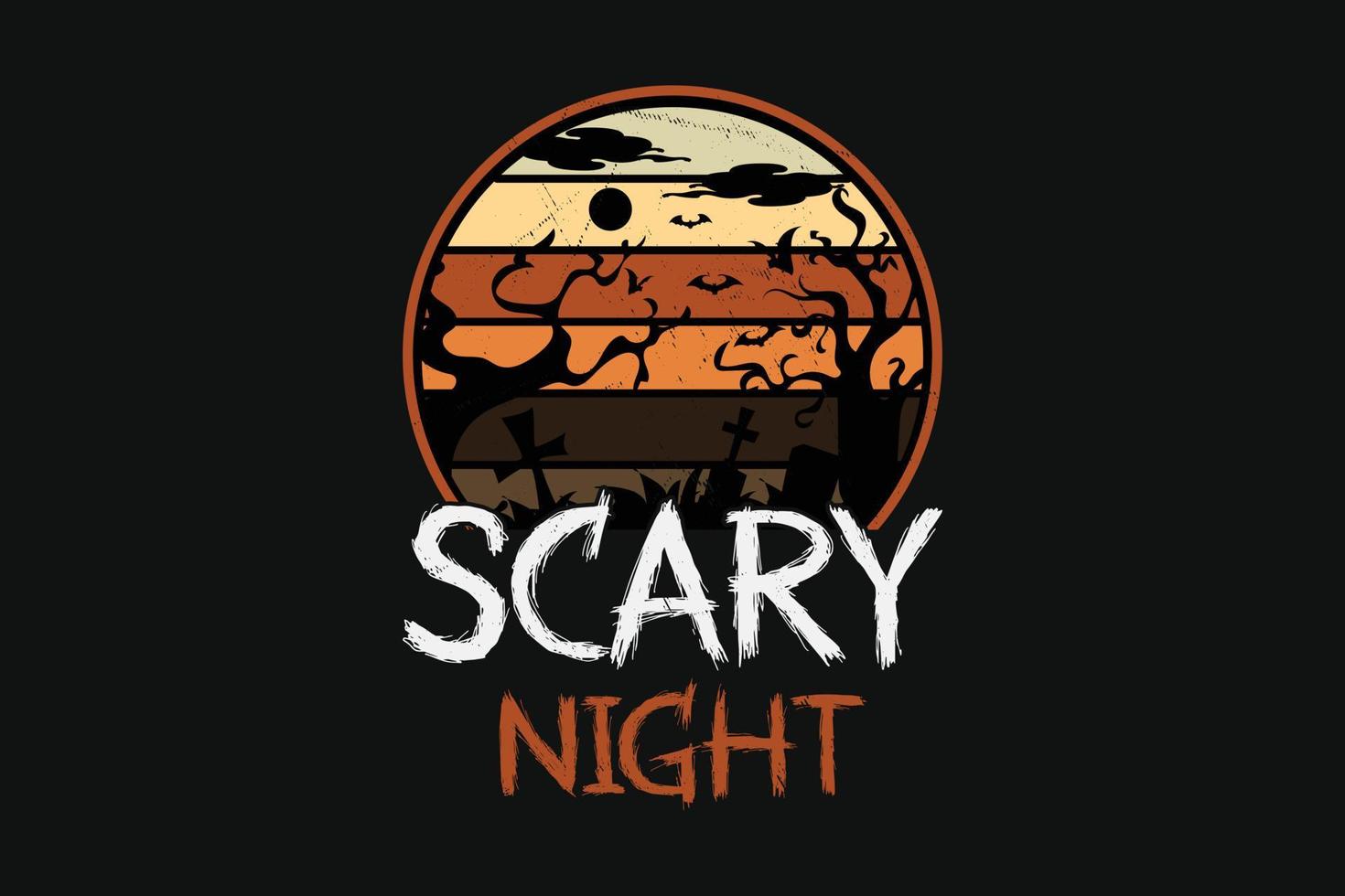 halloween t-shirt design notte spaventosa vettore