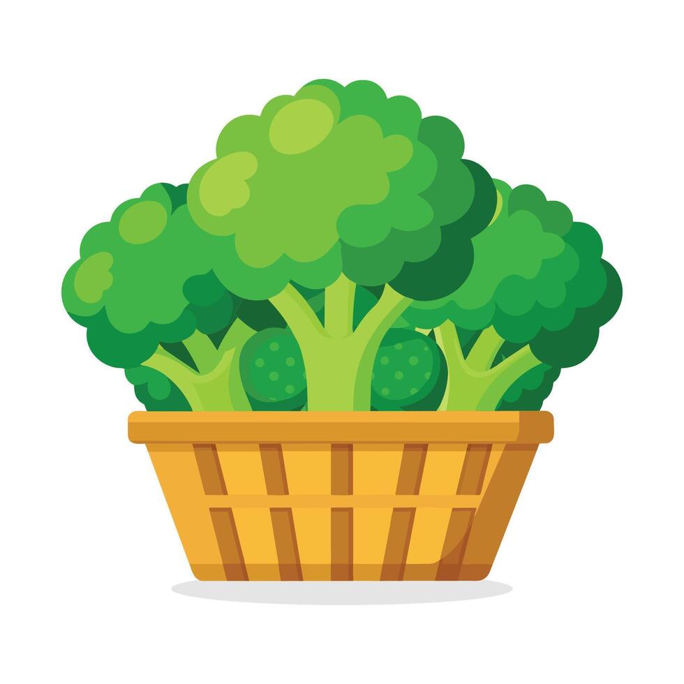 broccoli nel busket verde frondoso verdure vettore illustrazione