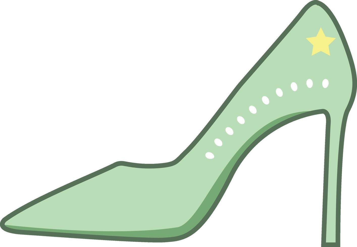 un' verde alto tacco scarpa con un' stella su il tacco vettore