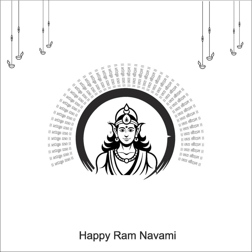 rama con Messaggio hindi senso shri montone navami sfondo vettore