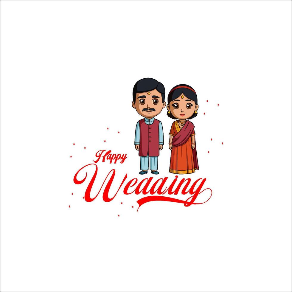 indiano nozze anniversario saluti su bianca sfondo. vettore illustrazione