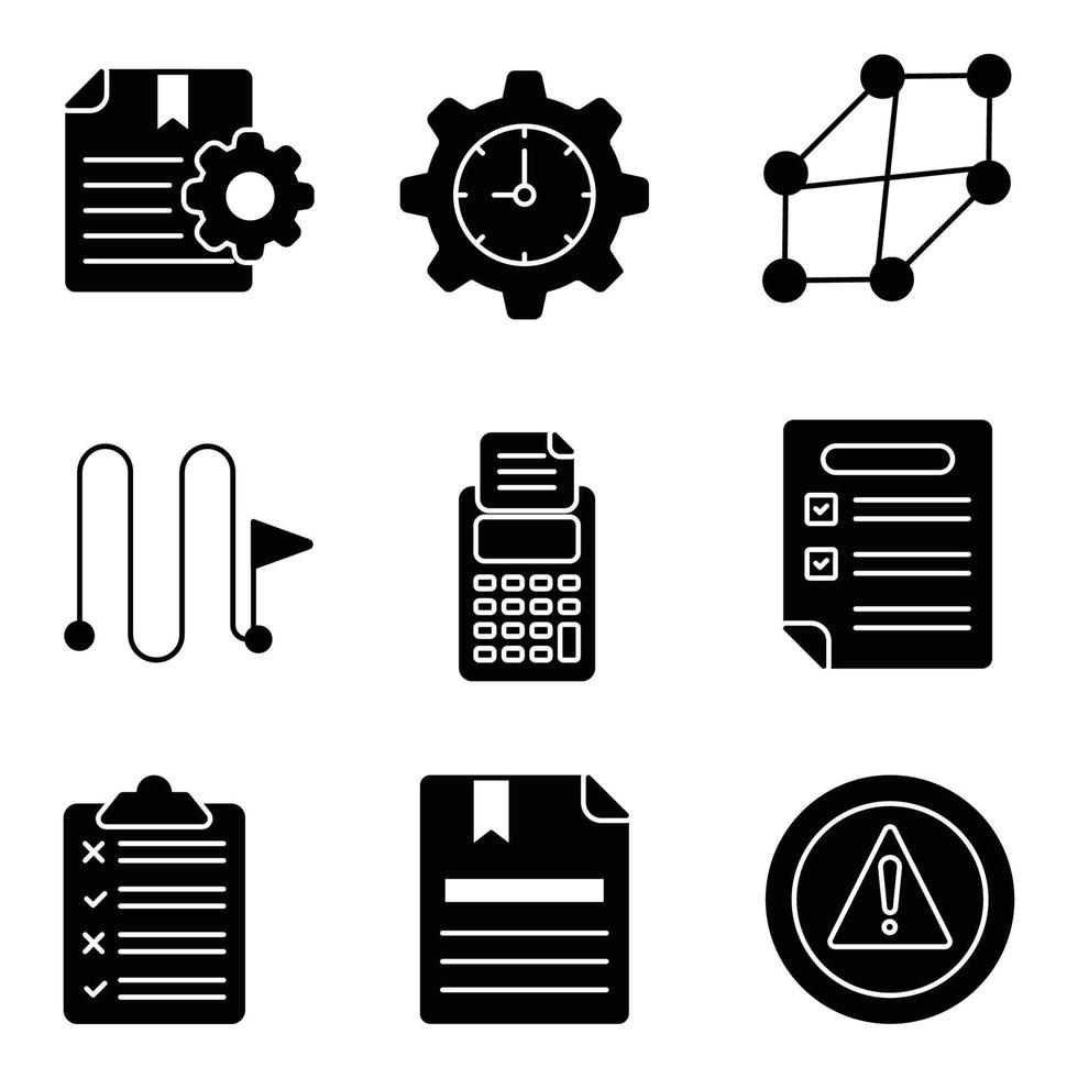 set di icone del glifo dell'organizzazione vettore