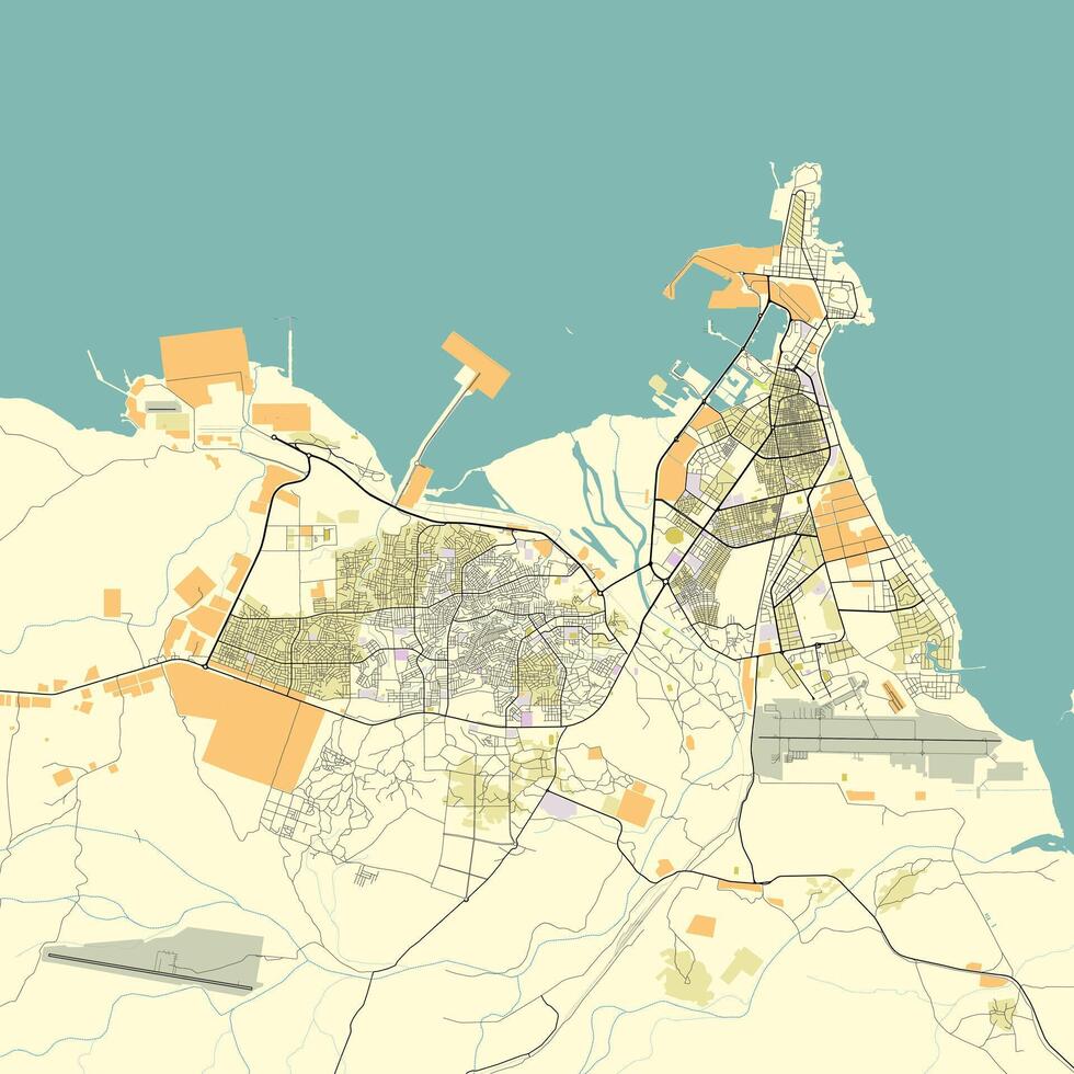 città carta geografica di Gibuti vettore