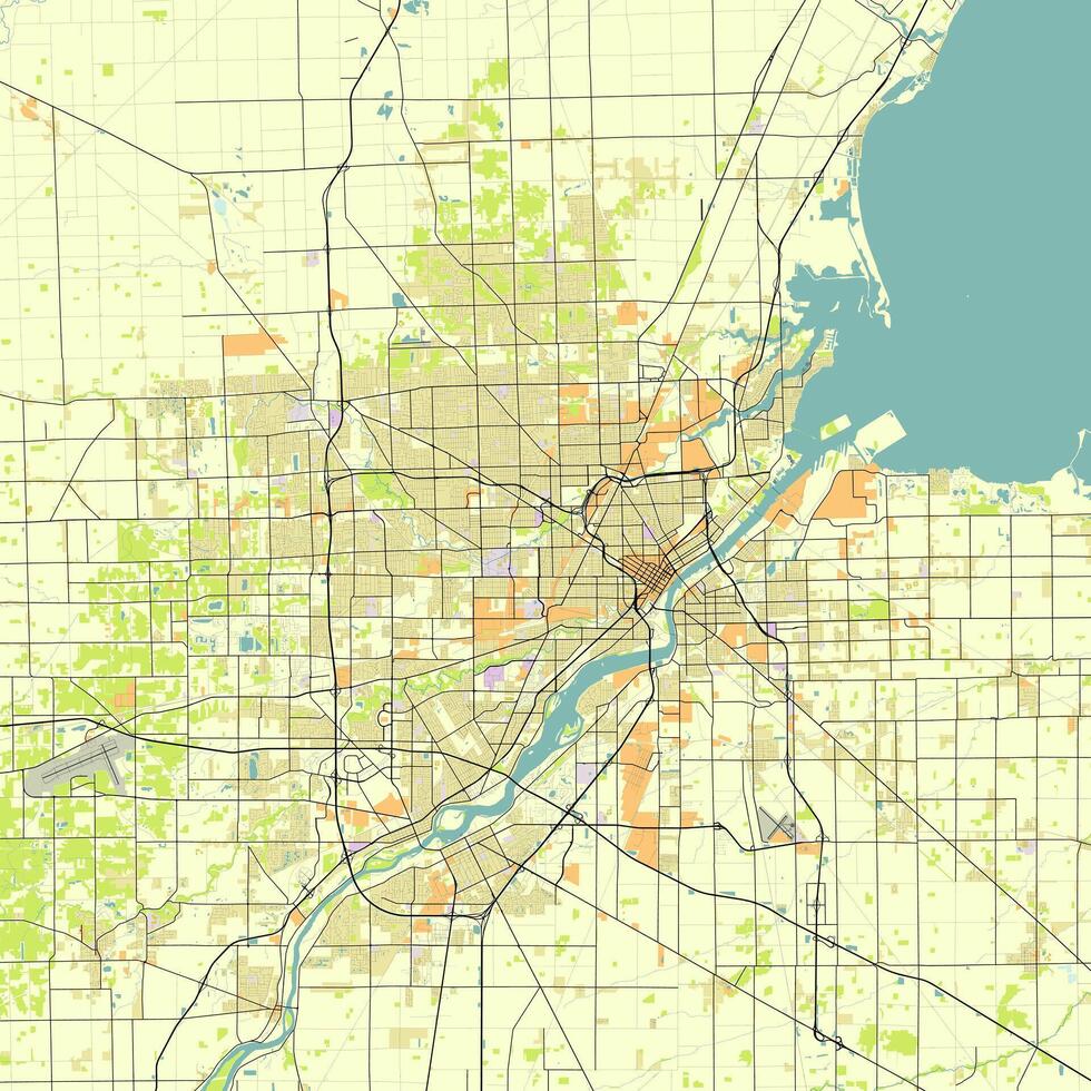 città carta geografica di toledo, Ohio, Stati Uniti d'America vettore