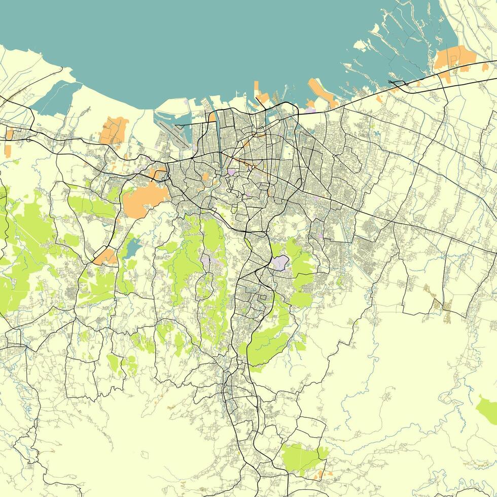 carta geografica di semarang città, centrale Giava, Indonesia vettore