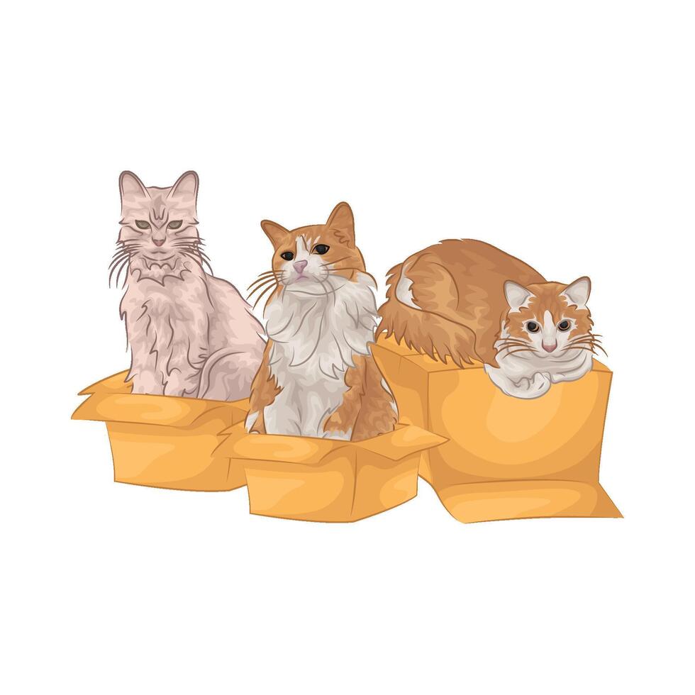 illustrazione di tre gatti vettore