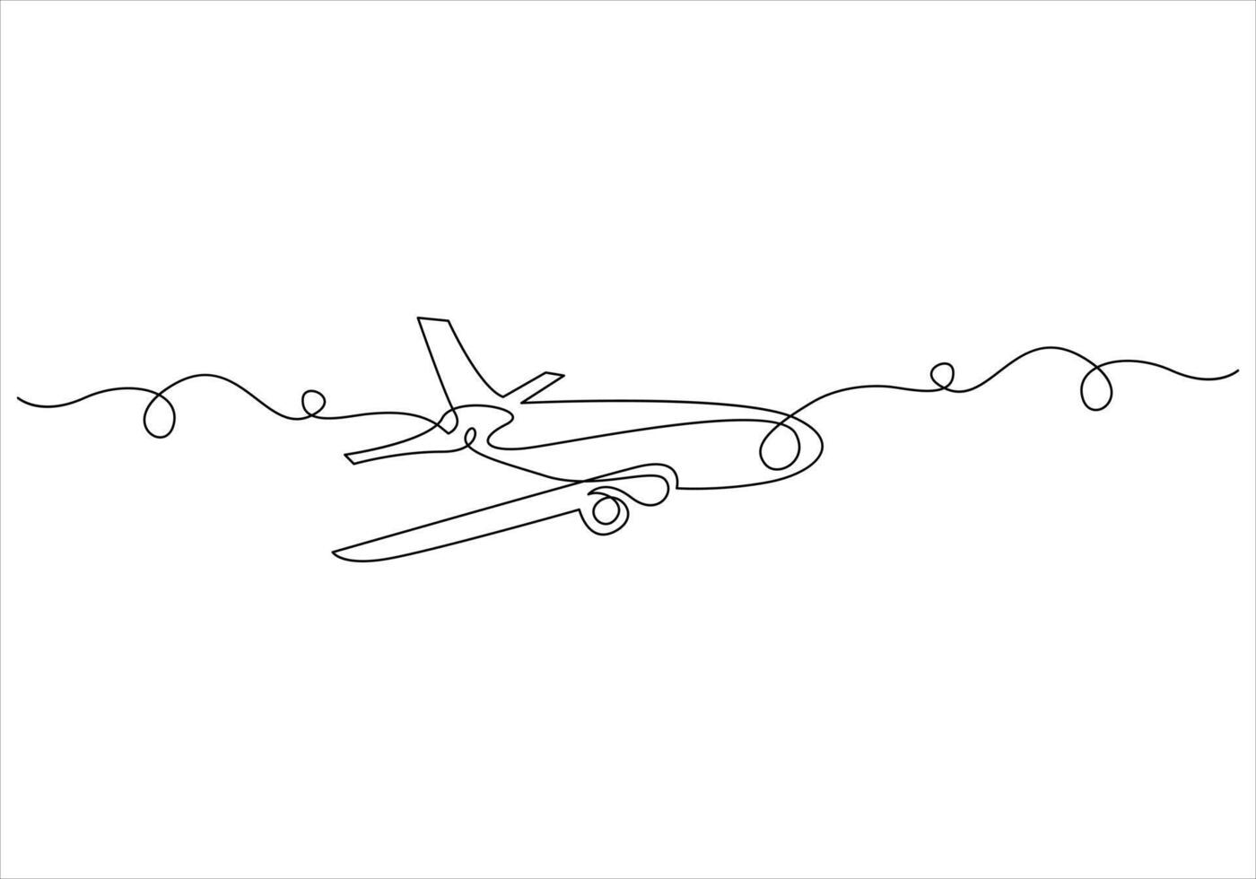 continuo uno linea disegno di aereo su linea vettore arte illustrazione
