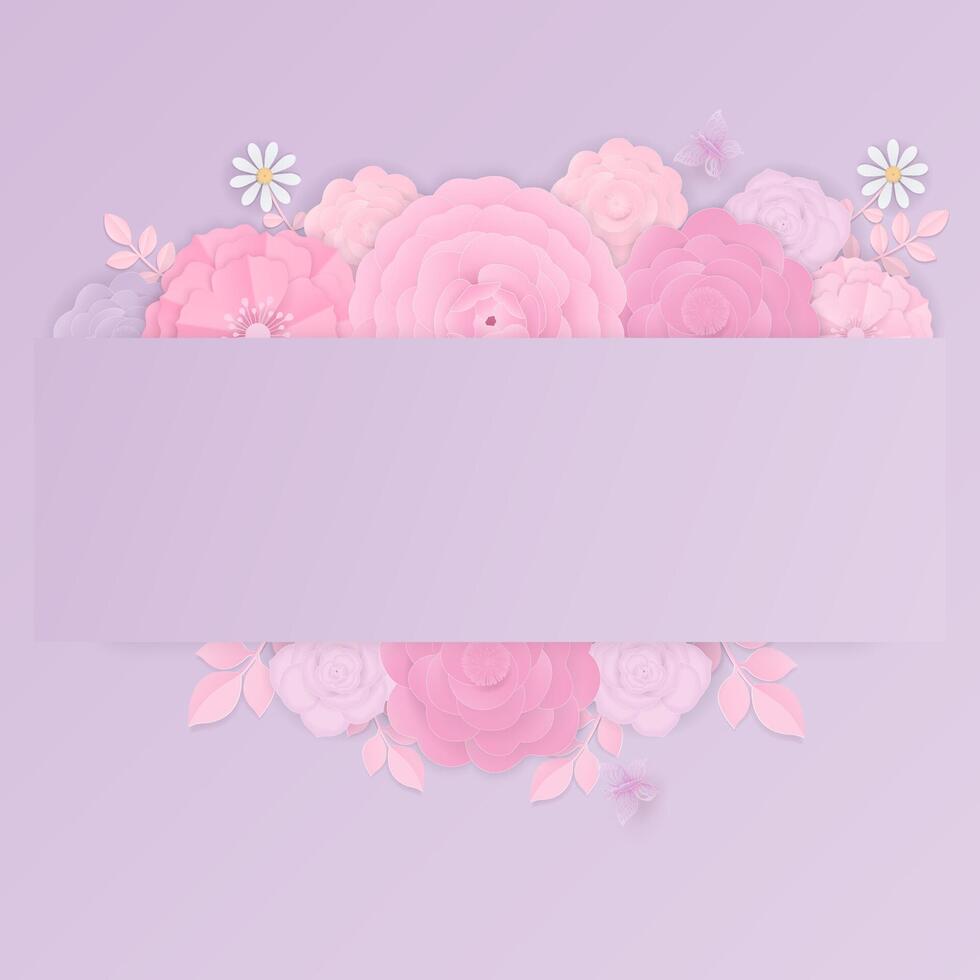 pastello carta fiori su viola sfondo vettore