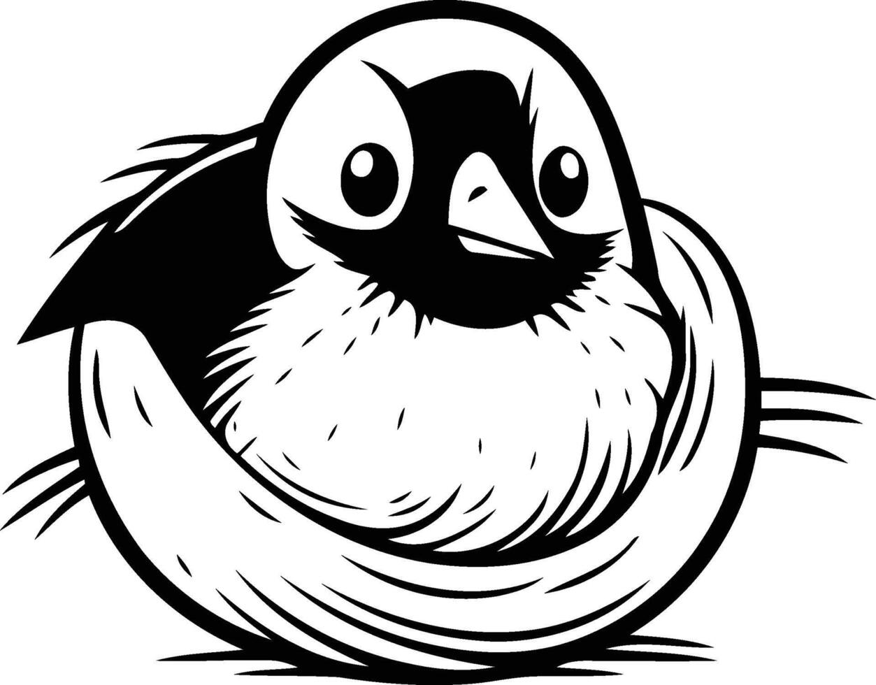 vettore illustrazione di un' carino cartone animato pinguino seduta nel un' nido.