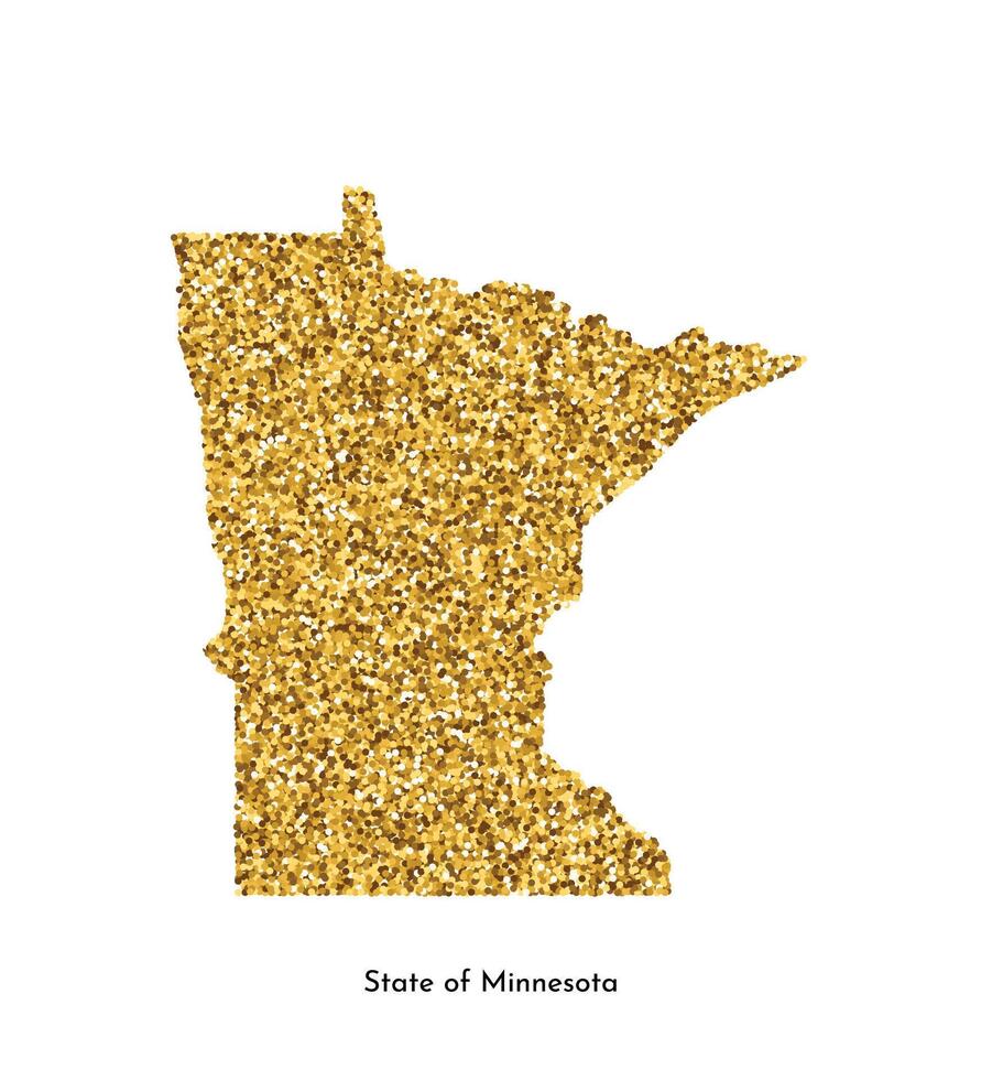 vettore isolato illustrazione con semplificato carta geografica di stato di Minnesota, Stati Uniti d'America. brillante oro luccichio struttura. decorazione modello.