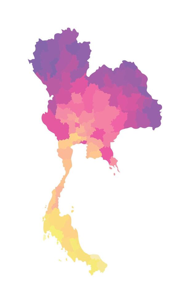 vettore isolato illustrazione di semplificato amministrativo carta geografica di Tailandia. frontiere di il regioni. Multi colorato sagome.