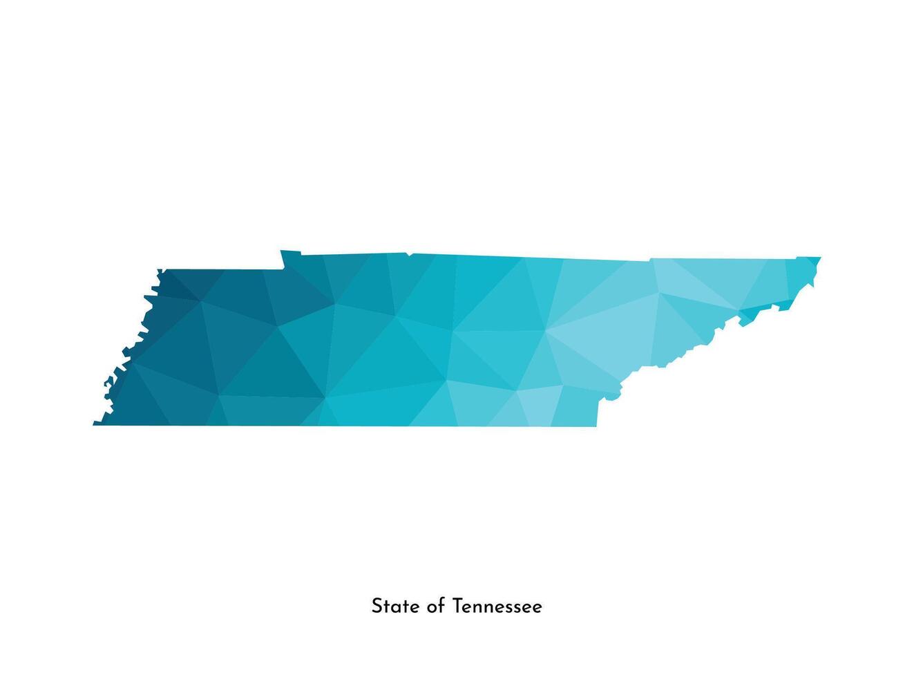 vettore isolato illustrazione icona con semplificato blu carta geografica silhouette di stato di Tennessee, Stati Uniti d'America. poligonale geometrico stile. bianca sfondo.