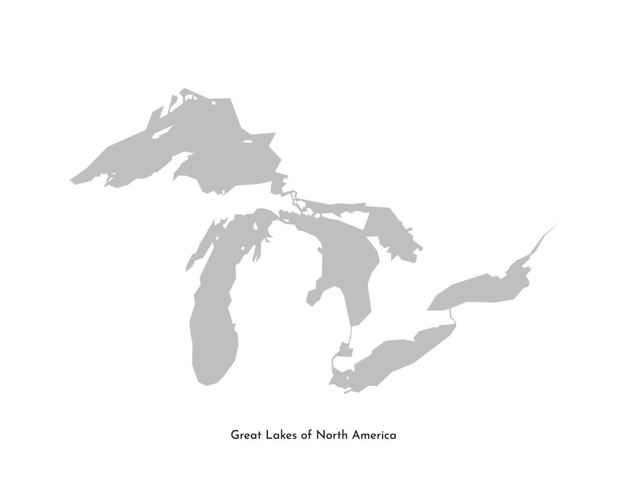 vettore isolato semplificato illustrazione icona con grigio forma di grande laghi di nord America. superiore, Urone, Michigan, erie, Ontario laghi collocato nel Stati Uniti d'America e Canada. bianca sfondo