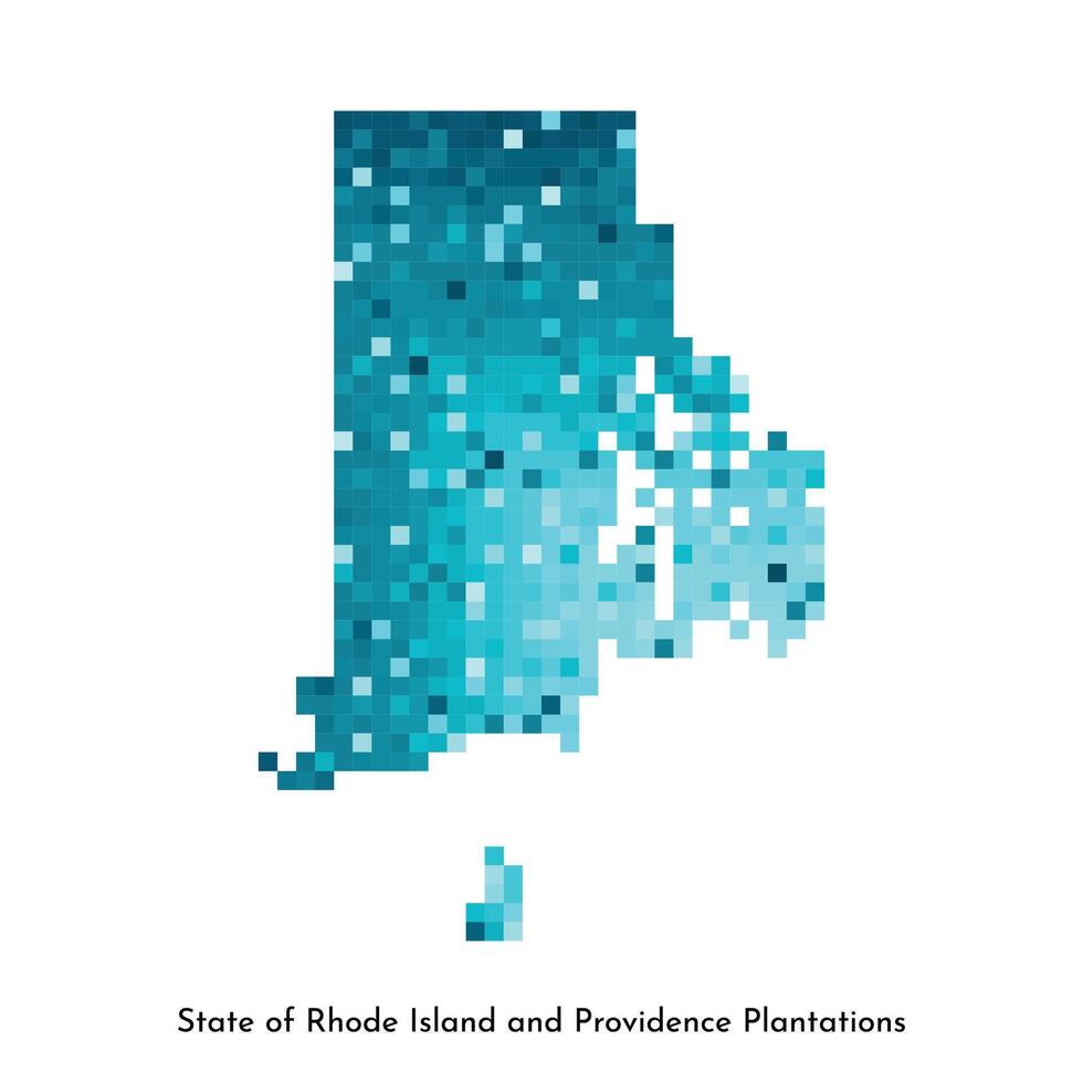 vettore isolato geometrico illustrazione con ghiacciato blu la zona di Stati Uniti d'America, stato di rhode isola carta geografica. pixel arte stile per nft modello. semplice colorato logo con pendenza struttura