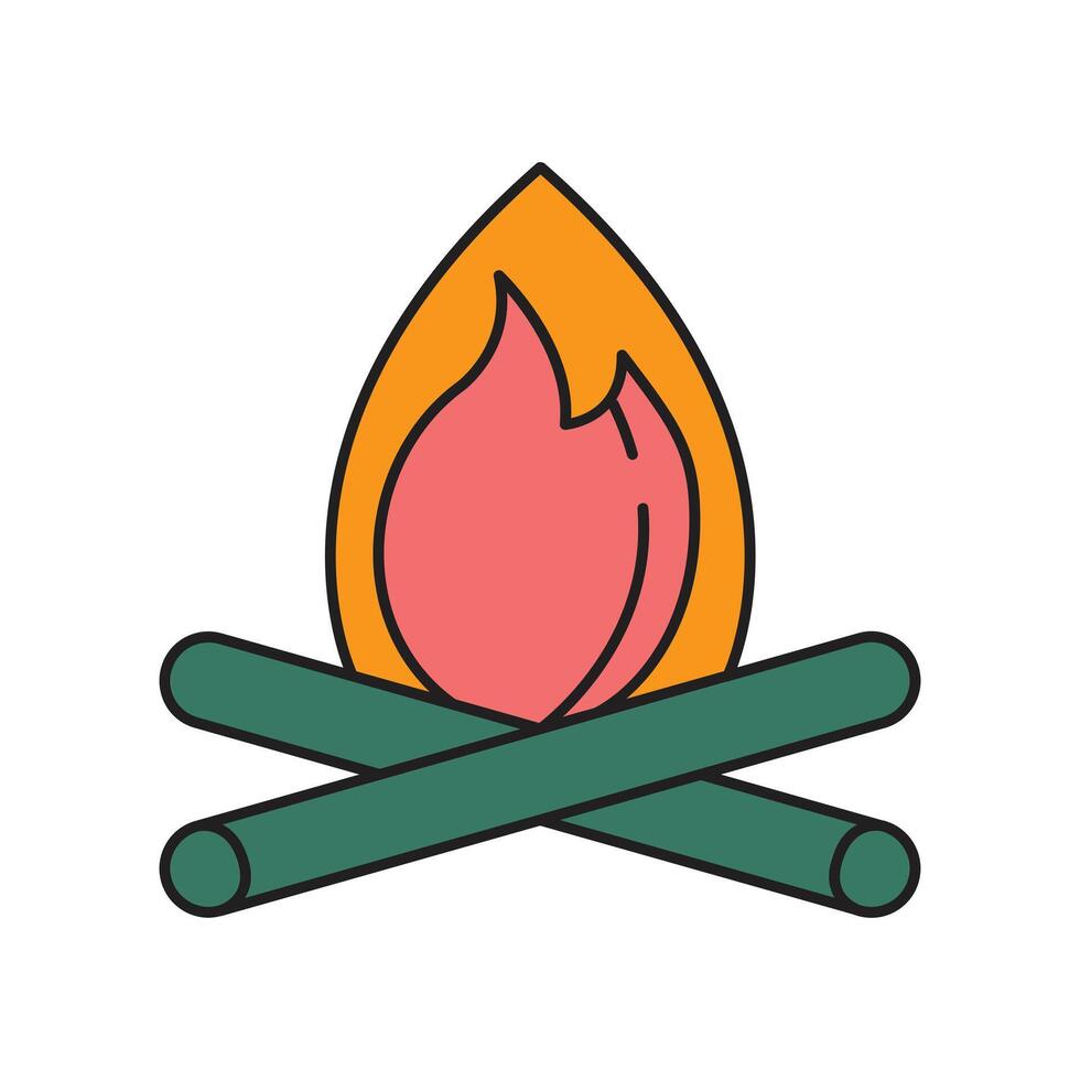 fuoco di bivacco icona design. con un' semplice linea e colore illustrazione design vettore