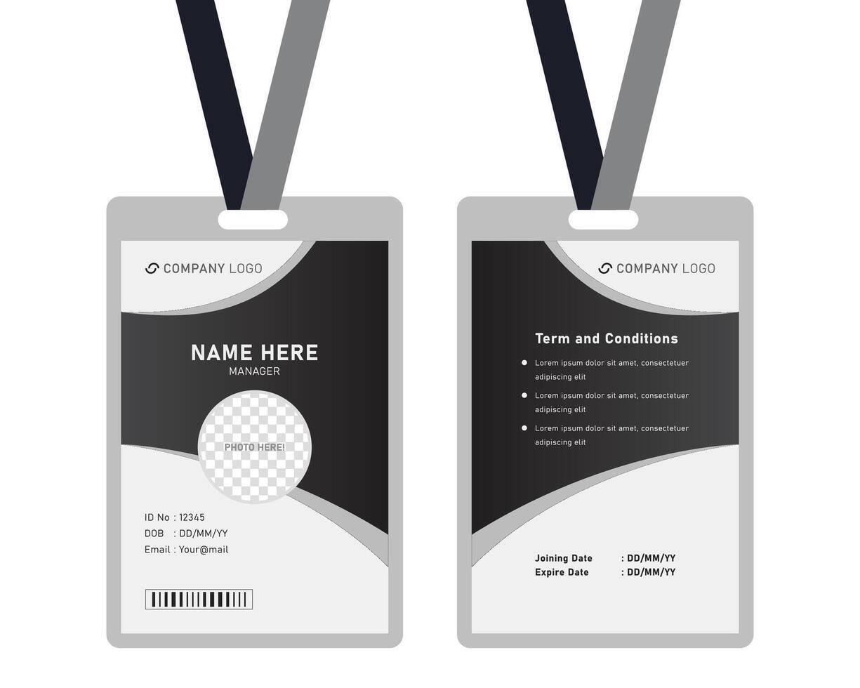 moderno identità carta design per aziendale con modello. minimo nero e bianca id carta design vettore