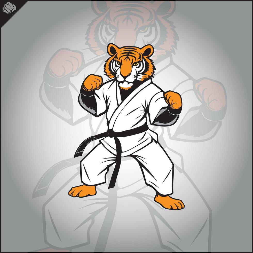 tigre karatè logo cartone animato. combattimento club logotipo. vettore